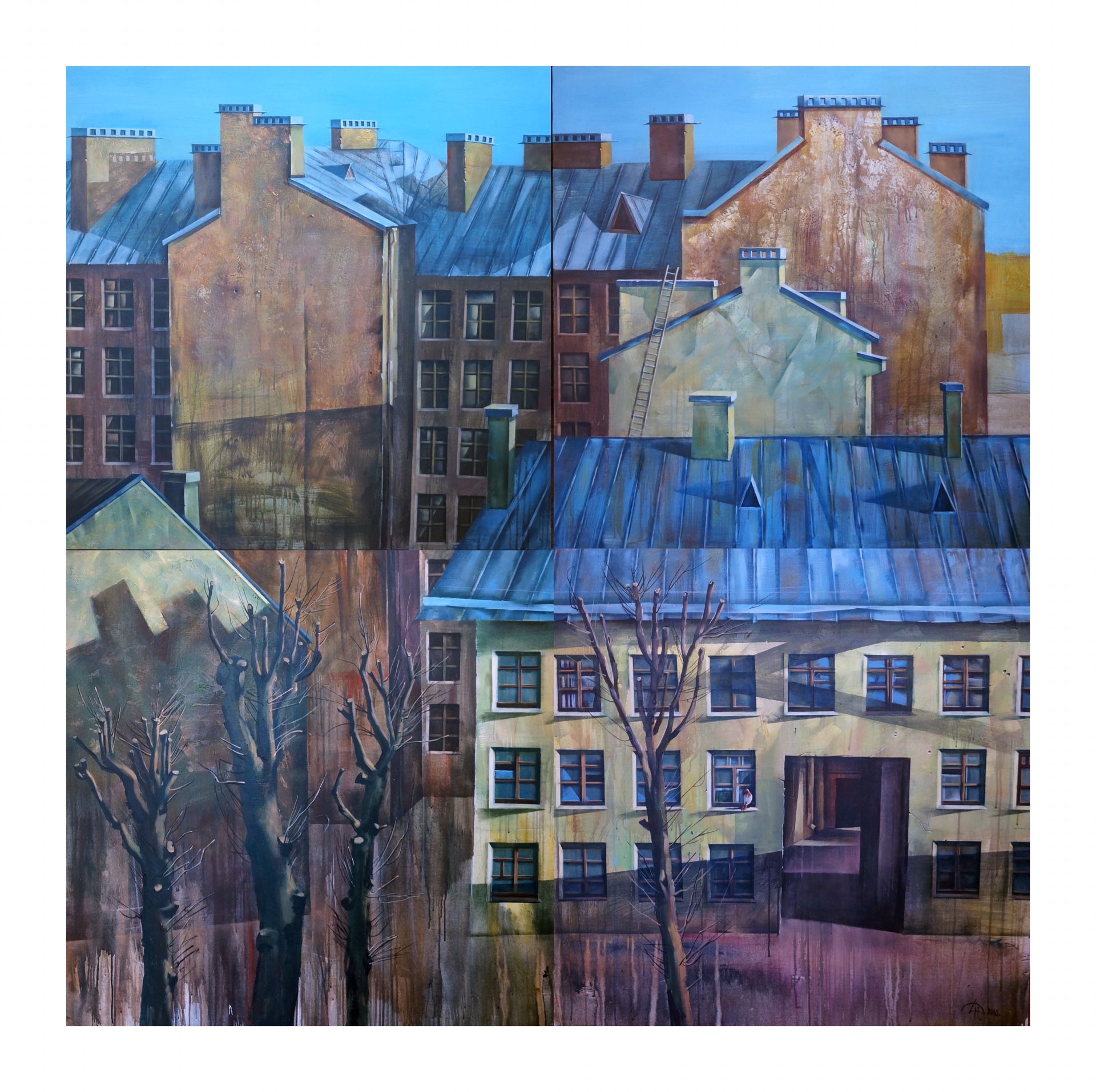 City mazes. Yard on Rubinstein - 1, Dinara Hoertnagle, Buy the painting Oil