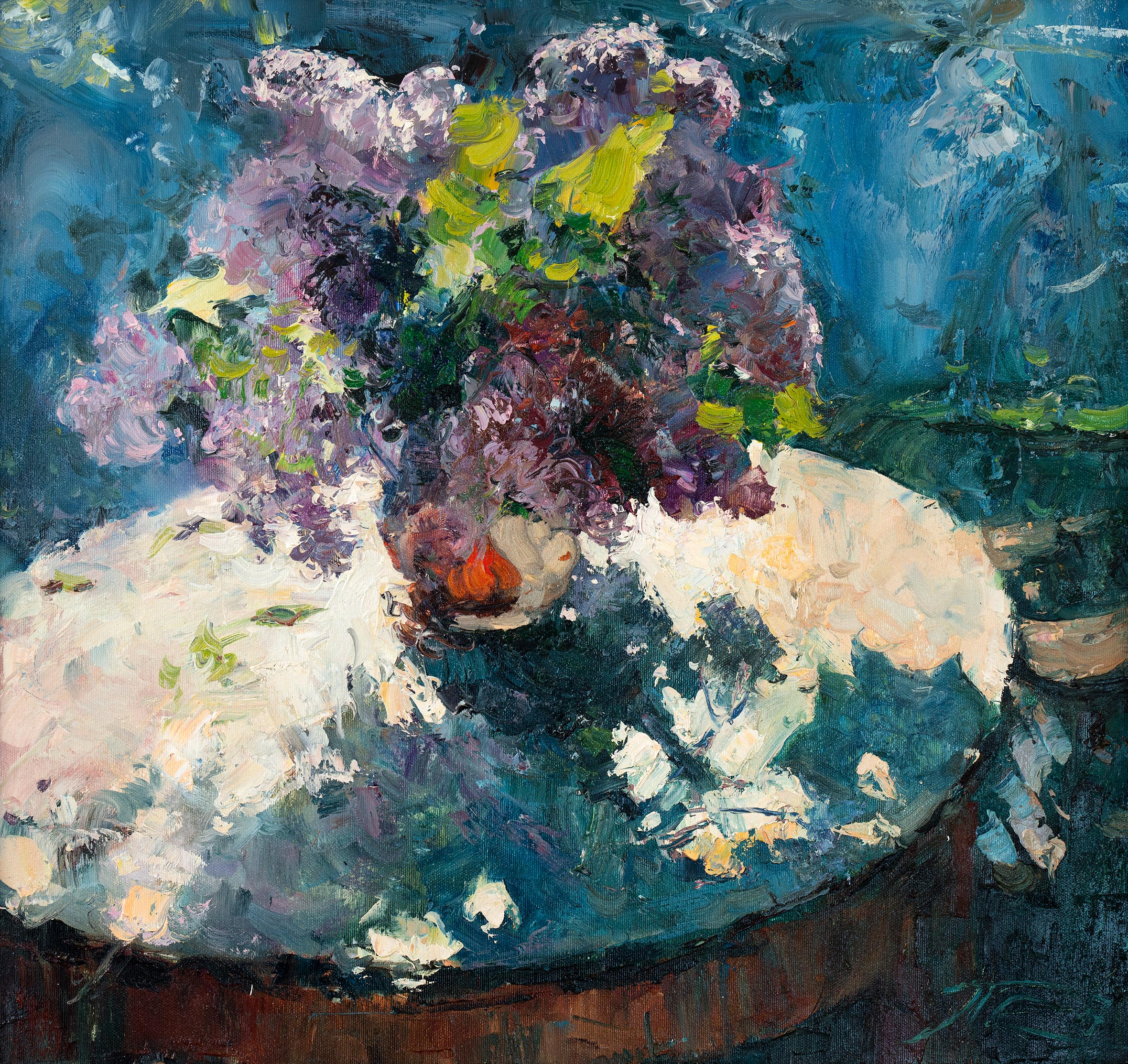 Lilac on the Circle Table - 1, Sergei Prokhorov, Buy the painting Oil