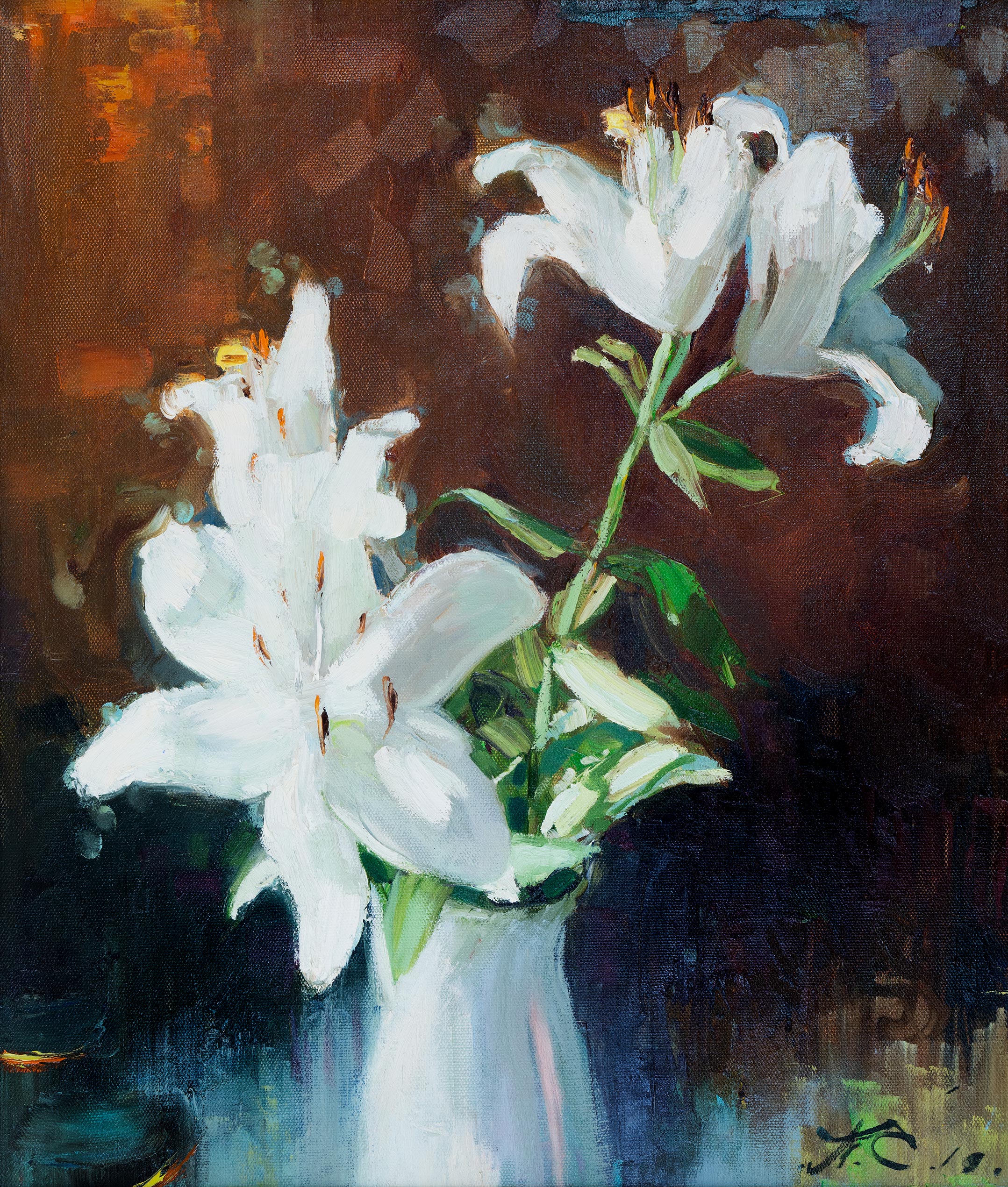 White Lilies - 1, Sergei Prokhorov, Buy the painting Oil