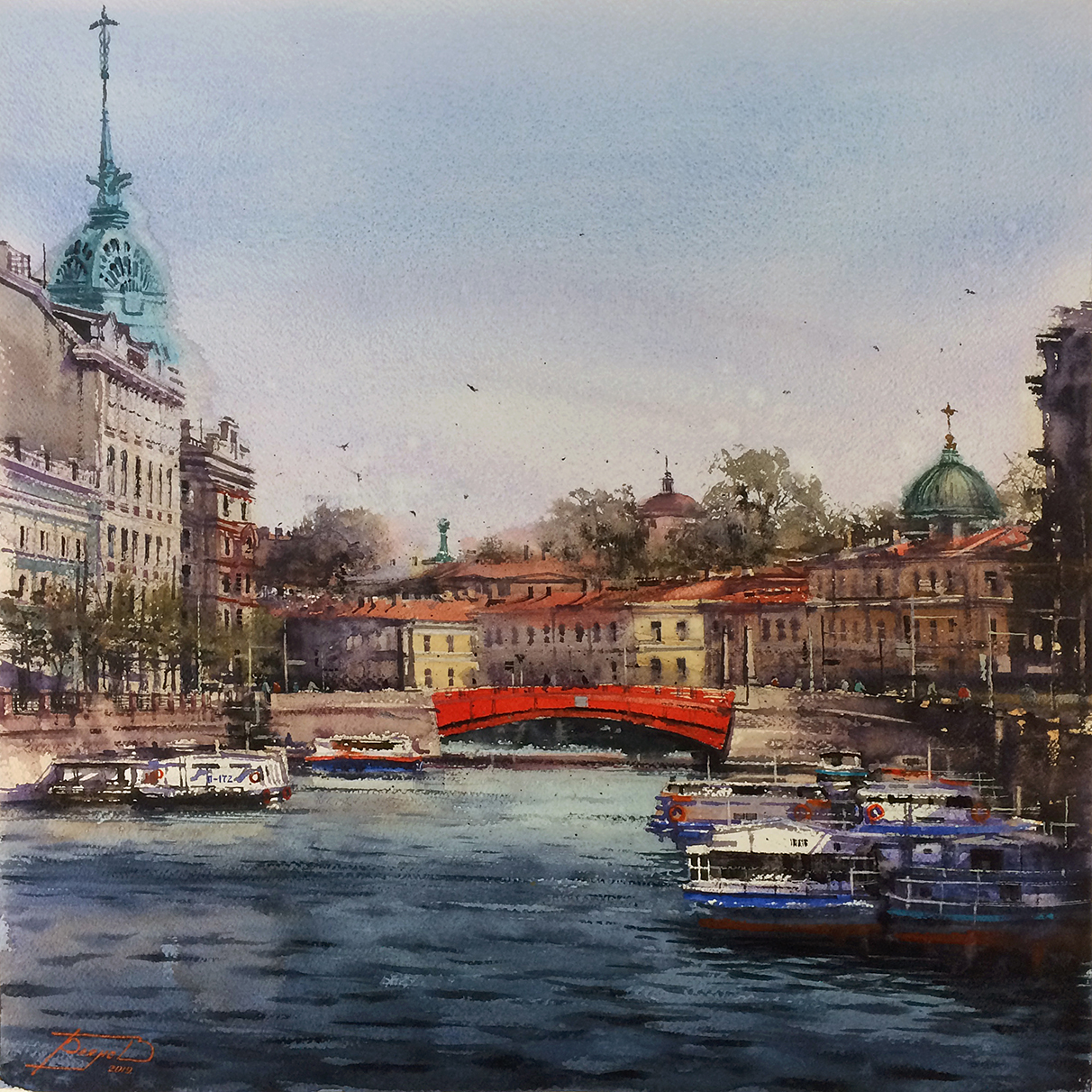 Red Accent. St. Petersburg - 1, Roman Bayanov, Buy the painting Watercolor