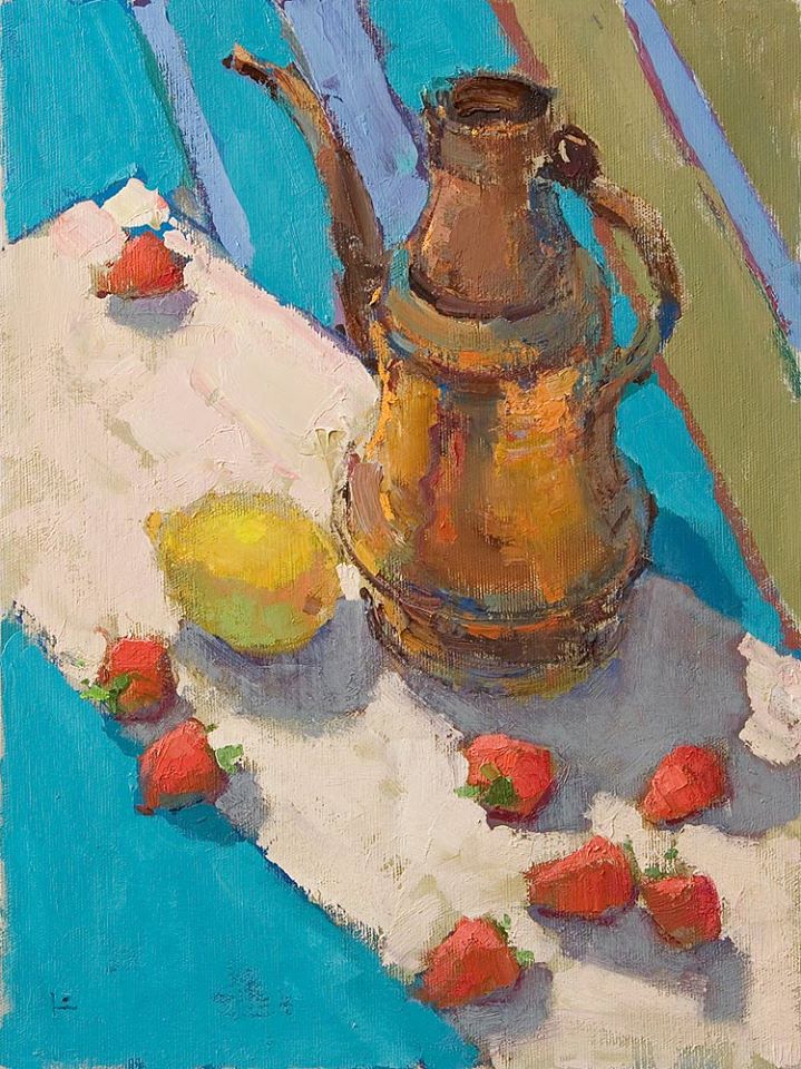 Strawberry and copper jug, Vyacheslav Korolenkov, Buy the painting Oil