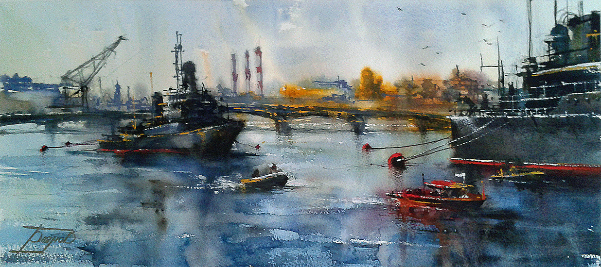 Sea Parade - 1, Roman Bayanov, Buy the painting Watercolor