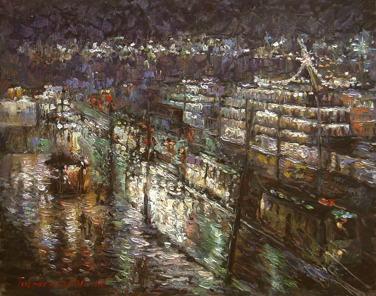 River Dock. Night - 1, Marina Podgaevskaya, Buy the painting Oil