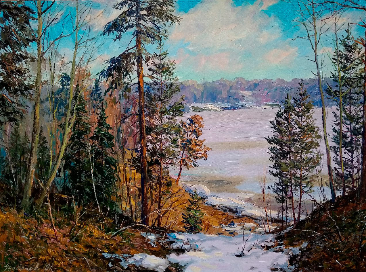 Spring. View of the Volga - 1, Vyacheslav Cherdakov, Buy the painting Oil