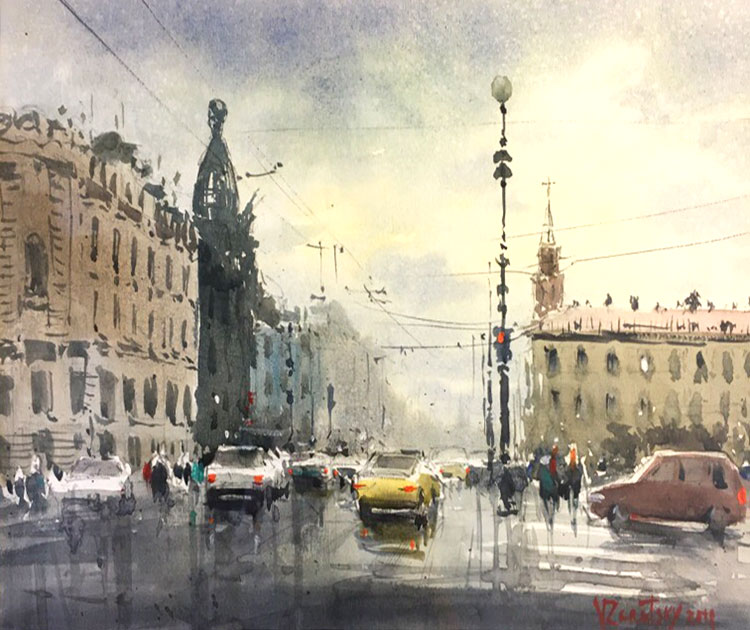 Nevsky prospect, Vladimir Zarutsky, Buy the painting Watercolor