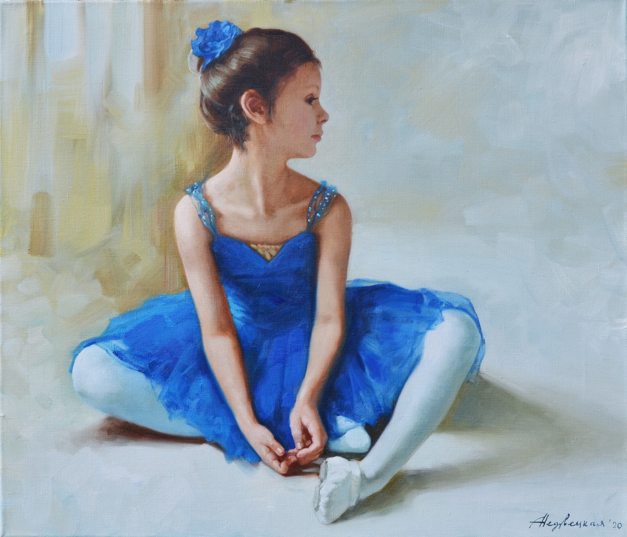 Little ballerina in blue - 1, Alexandra Nedzvetskaya, Buy the painting Oil