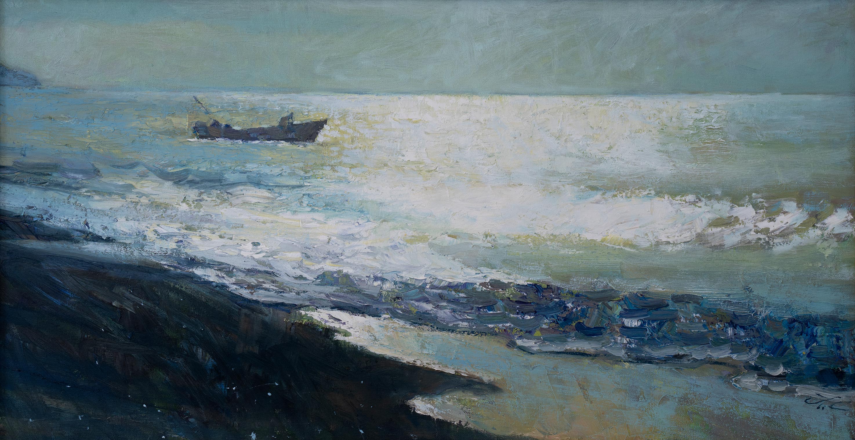 Boat in the Ocean - 1, Sergei Prokhorov, Buy the painting Oil