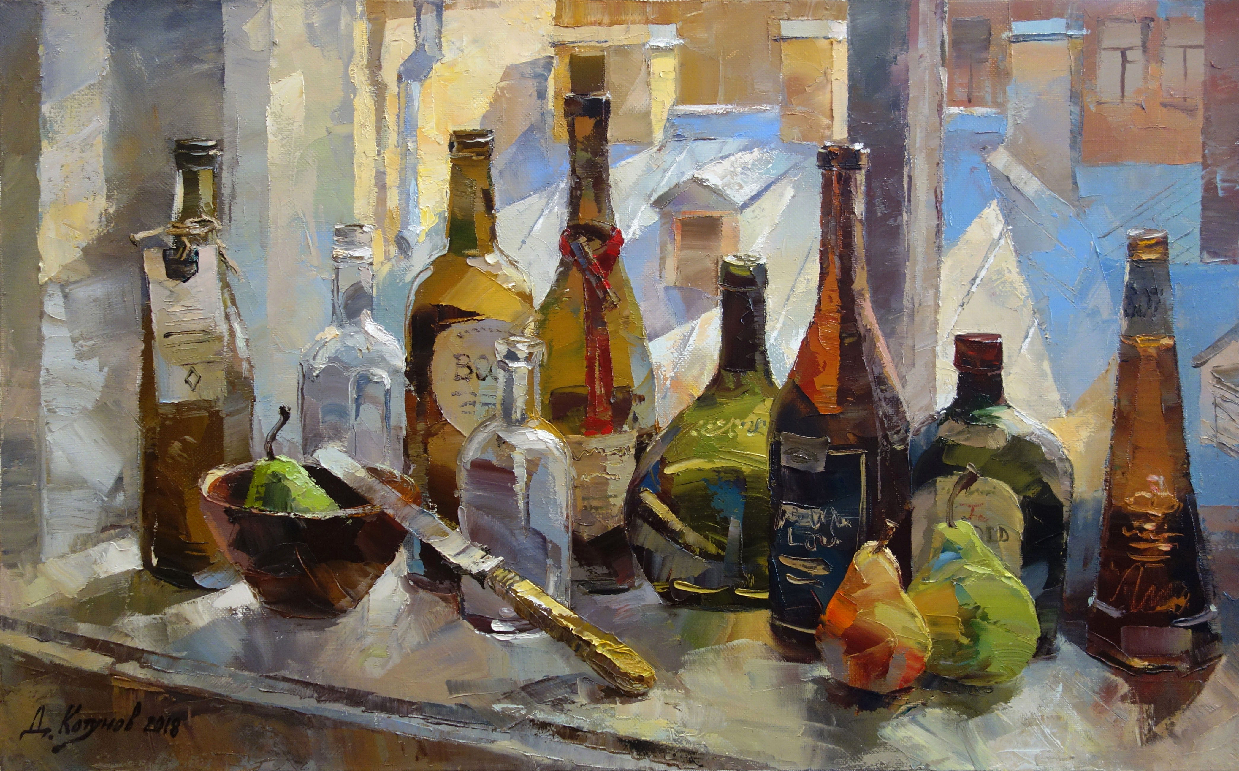 Bottles on the Window - 1, Dmitry Kotunov, Buy the painting Oil