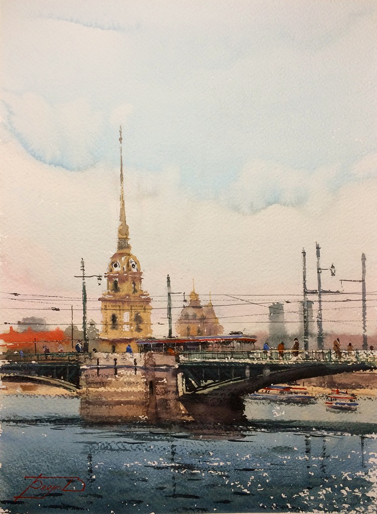 St. Petersburg. Admiralty - 1, Roman Bayanov, Buy the painting Watercolor