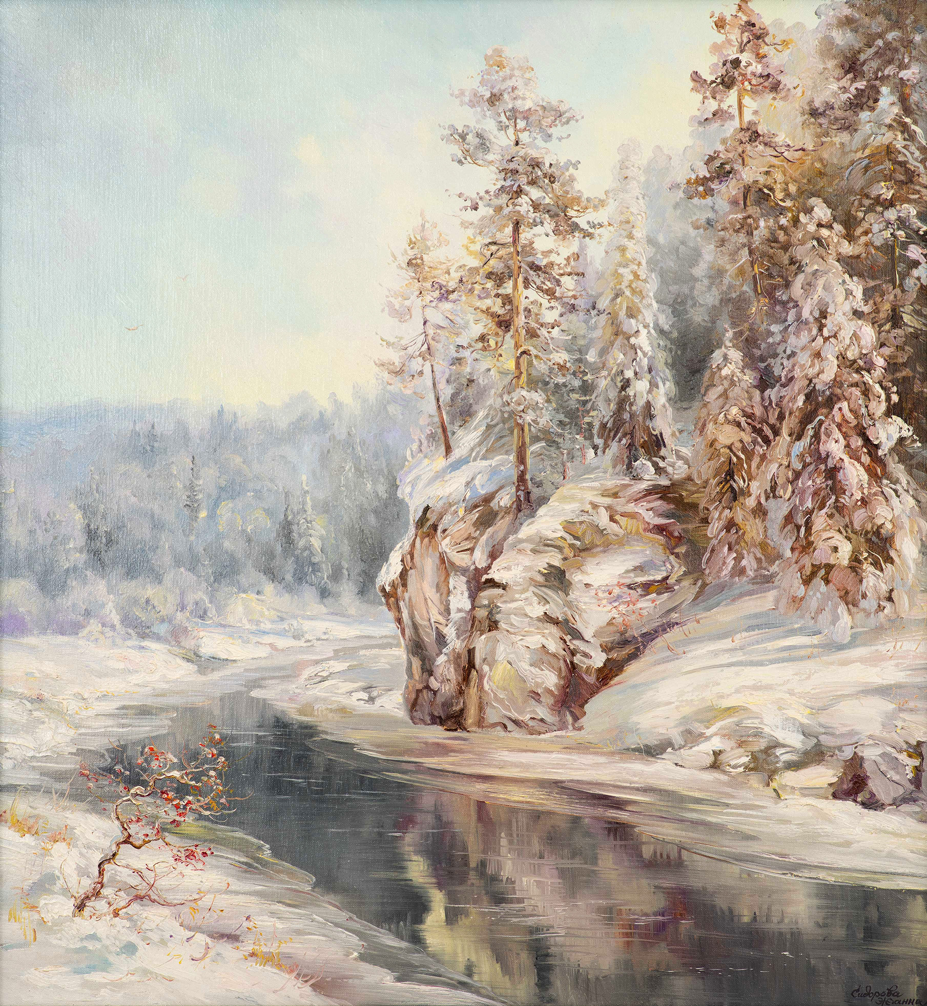 Nature Feels Warmer in Snowy Coat - 1, Zhanna Sidorova, Buy the painting Oil