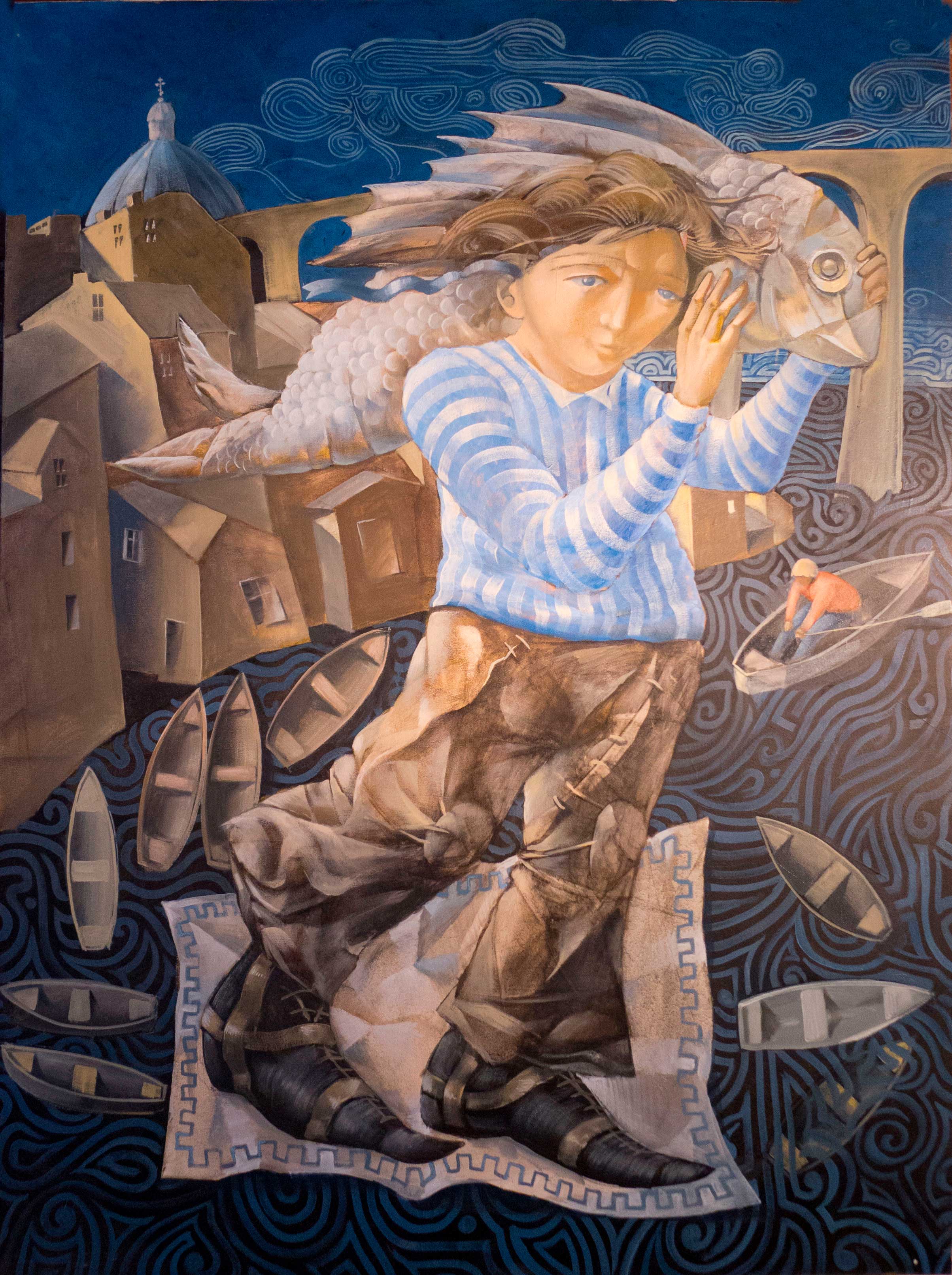 Boy with fish - 1, Dmitriy Ivanov, Buy the painting Oil