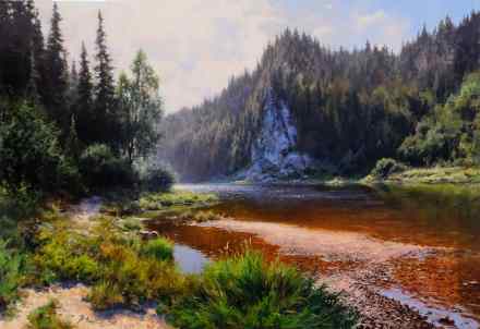 Shoal. August the Chusovaya river