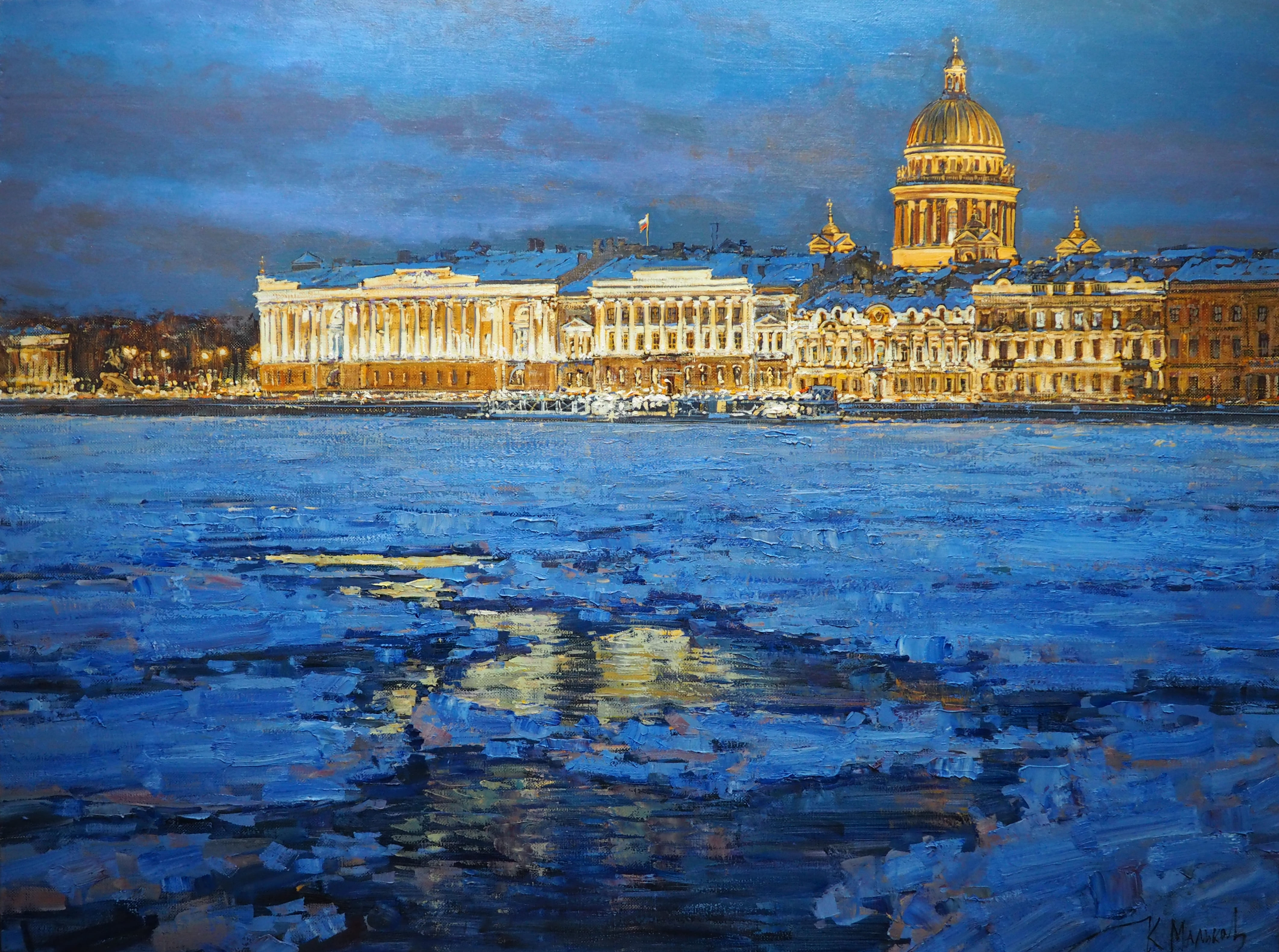 The Evening on the Neva River - 1, Kirill Malkov, Buy the painting Oil