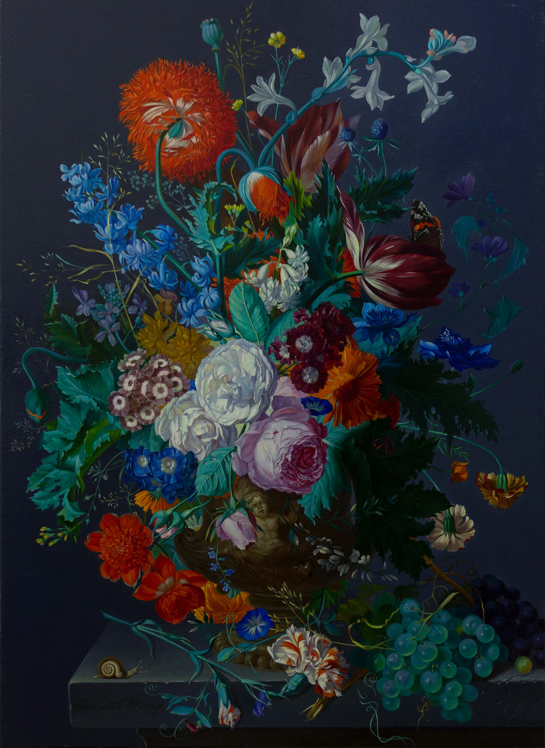Rachel Ruysch. Still life with flowers and fruit,  Oleg Nikolaev, Buy the painting Oil