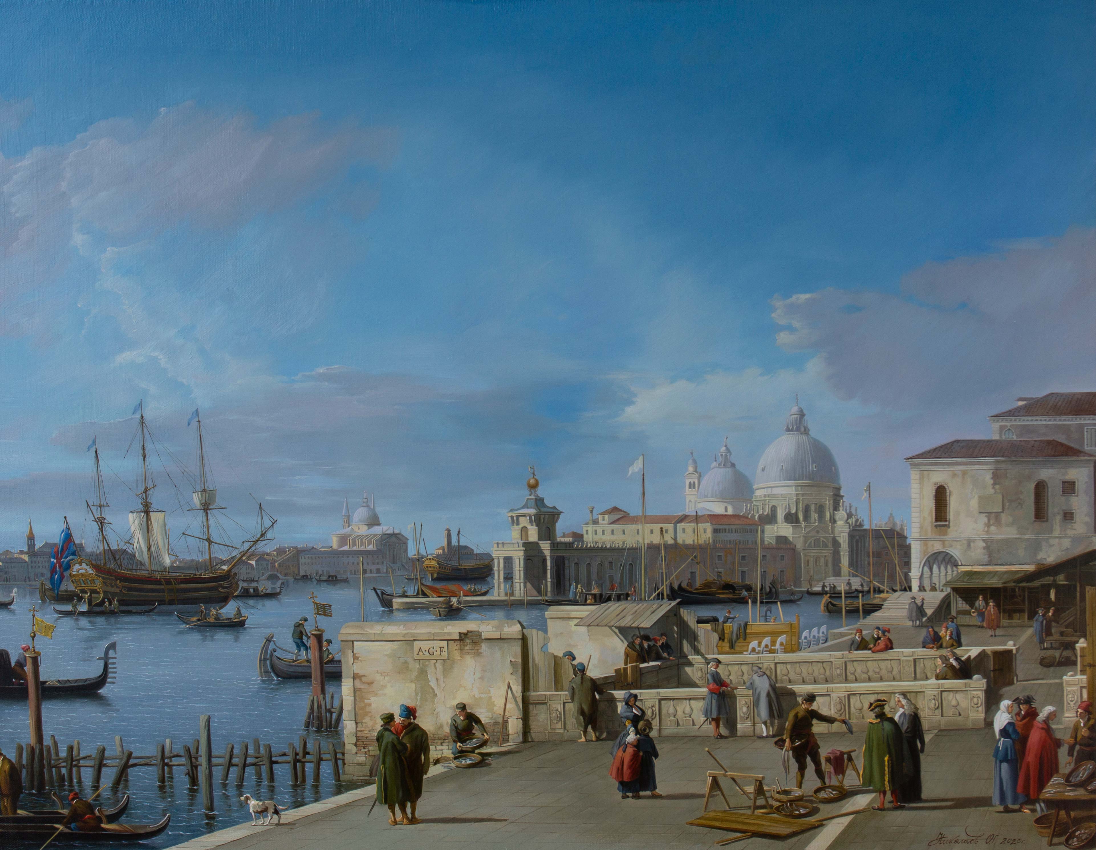Canaletto. Entrance to the Grand Canal from the Molo, Venice,  Oleg Nikolaev, Buy the painting Oil