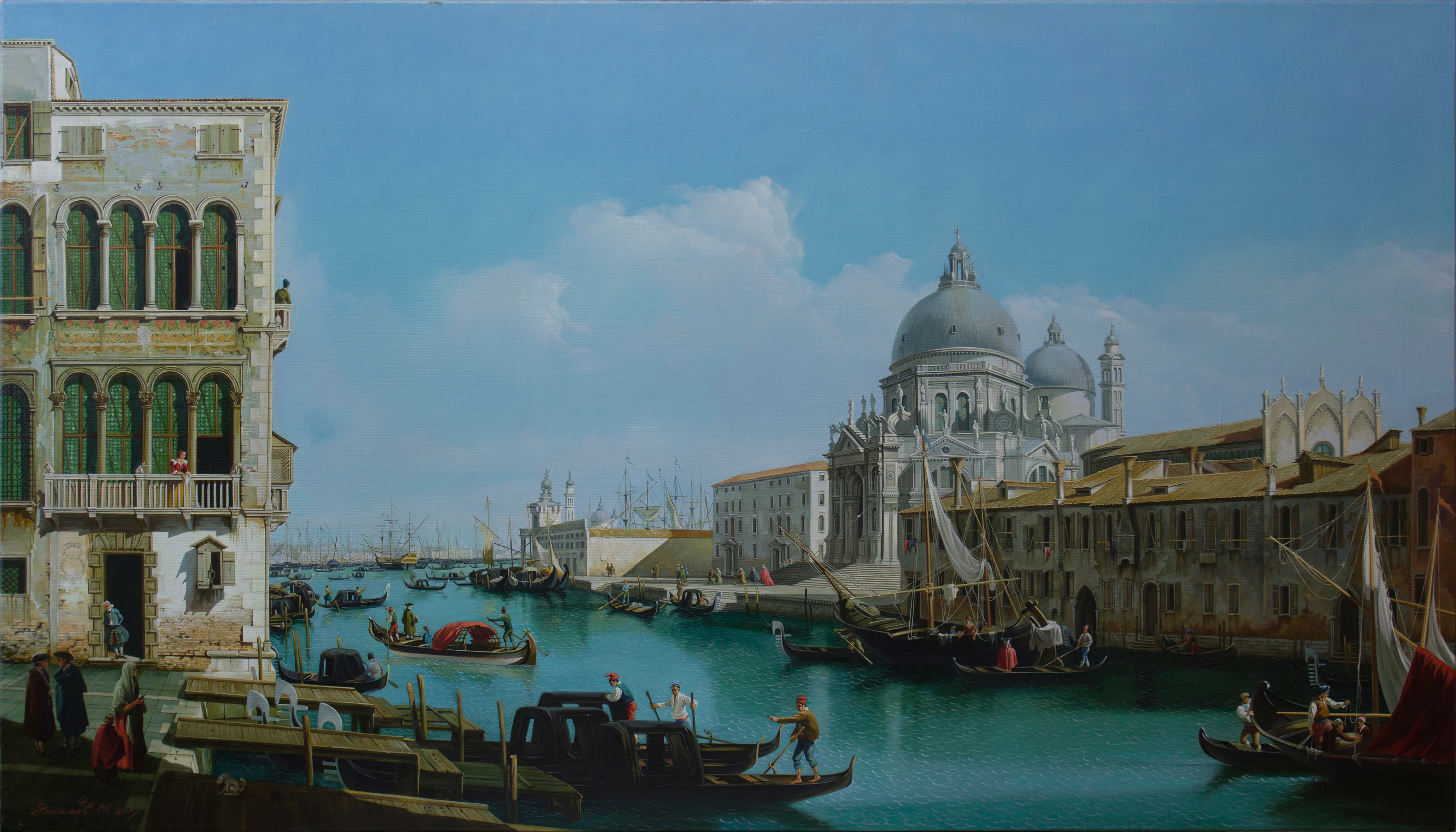 Bernardo Bellotto. View of the Grand Canal and the Dogana,  Oleg Nikolaev, Buy the painting Oil
