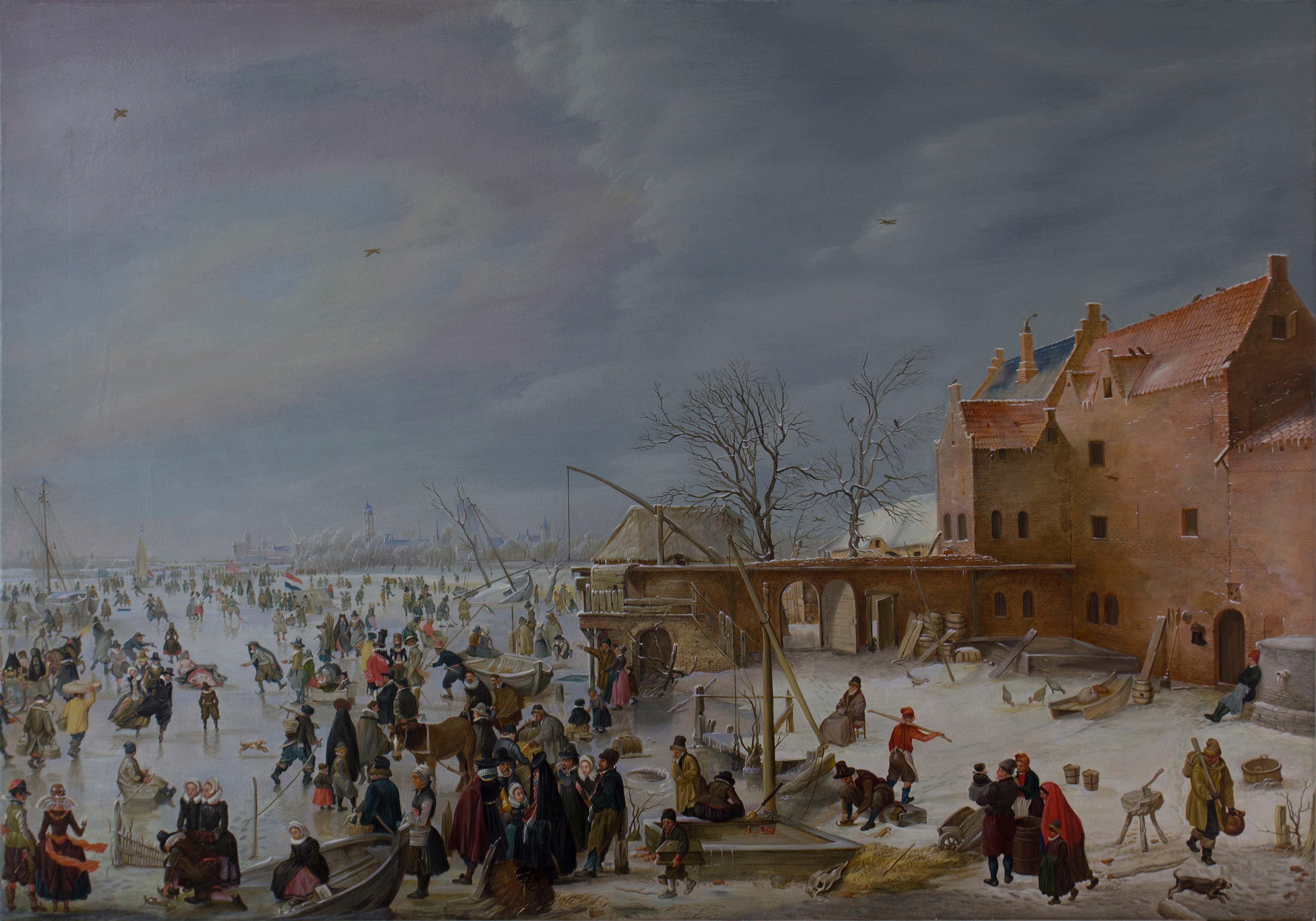 Hendrick Avercamp. A Scene on the Ice near a Town,  Oleg Nikolaev, Buy the painting Oil
