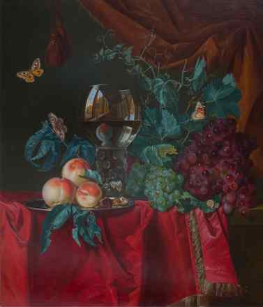 Willem van Aelst. Fruit And a Glass Of Wine