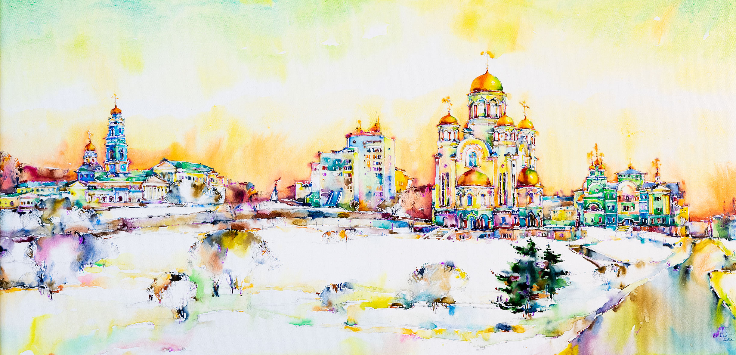 Ekaterinburg. Sunset - 1, Andrey Bichurin, Buy the painting Watercolor