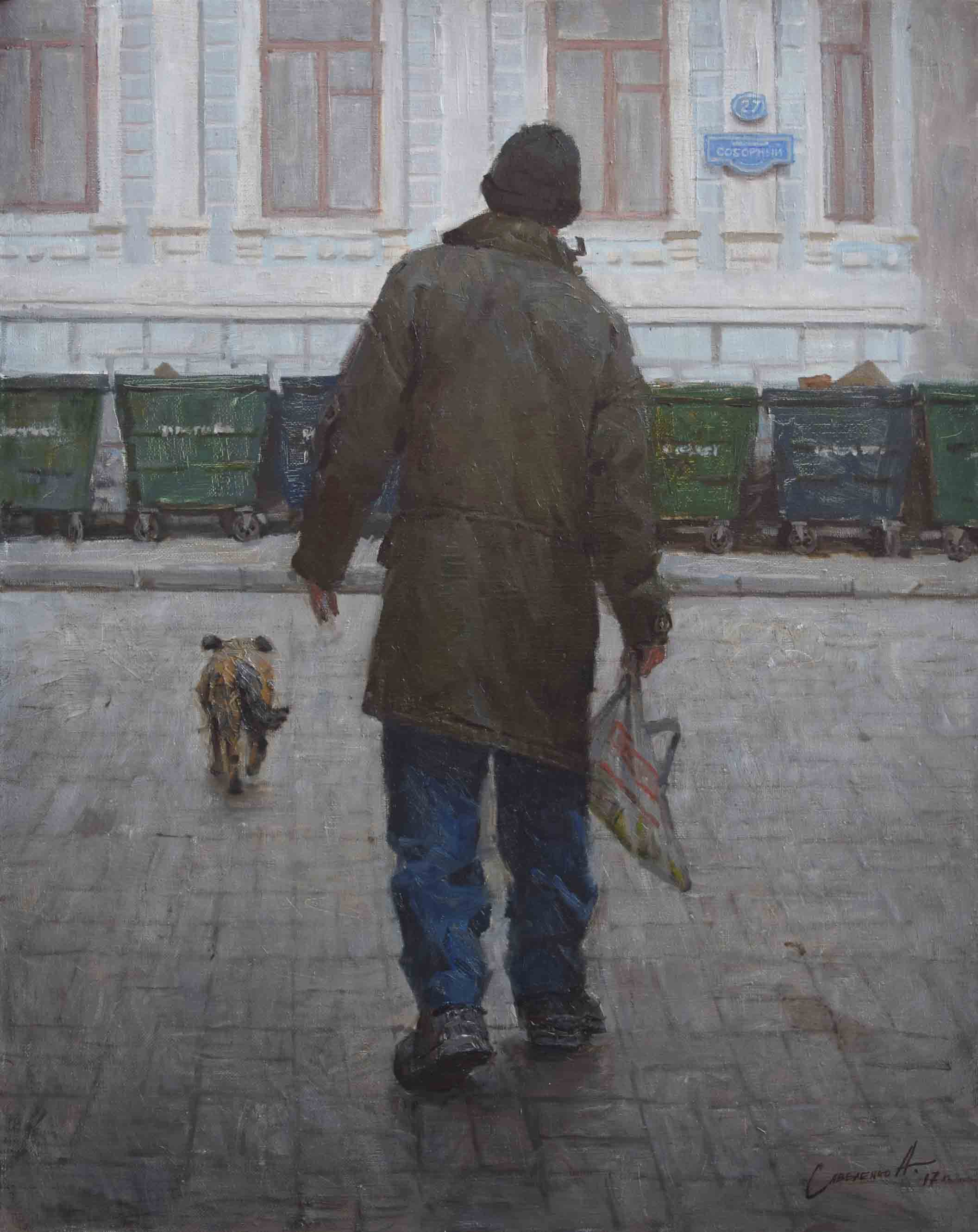 Carrying His Cross. From the "Rostov Contrasts" series - 1, Alexander Savelenko, Buy the painting Oil