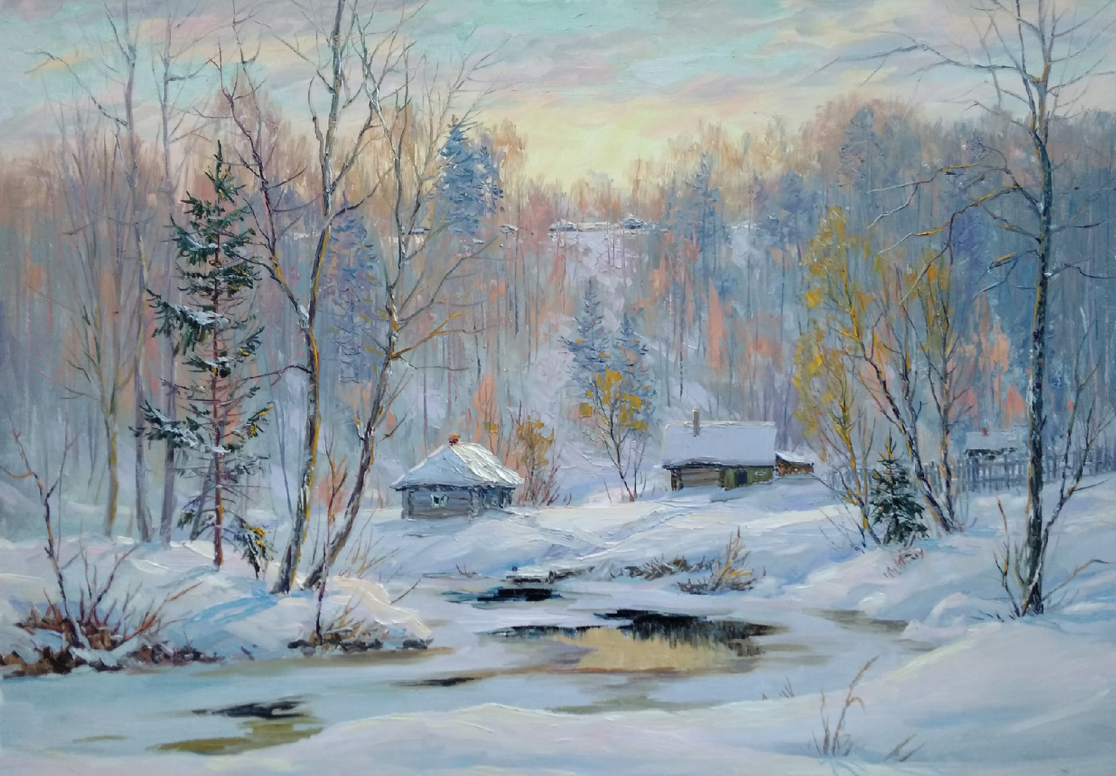 River Is Freezing - 1, Vyacheslav Cherdakov, Buy the painting Oil