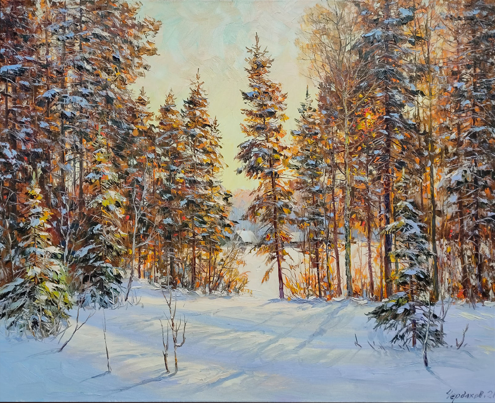 Bright Day in January - 1, Vyacheslav Cherdakov, Buy the painting Oil