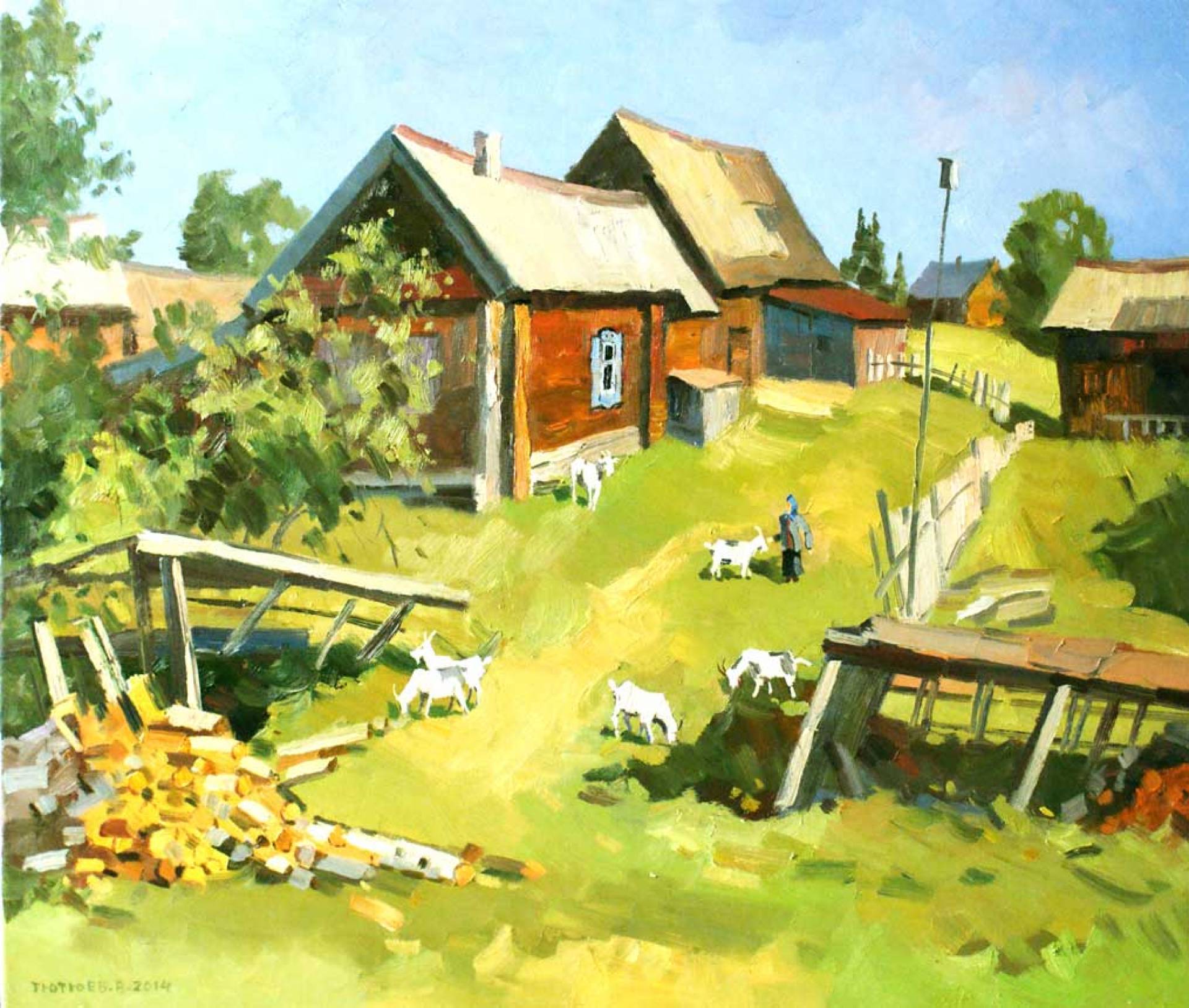Yard. Goats, Vladimir Tyutyuev, Buy the painting Oil