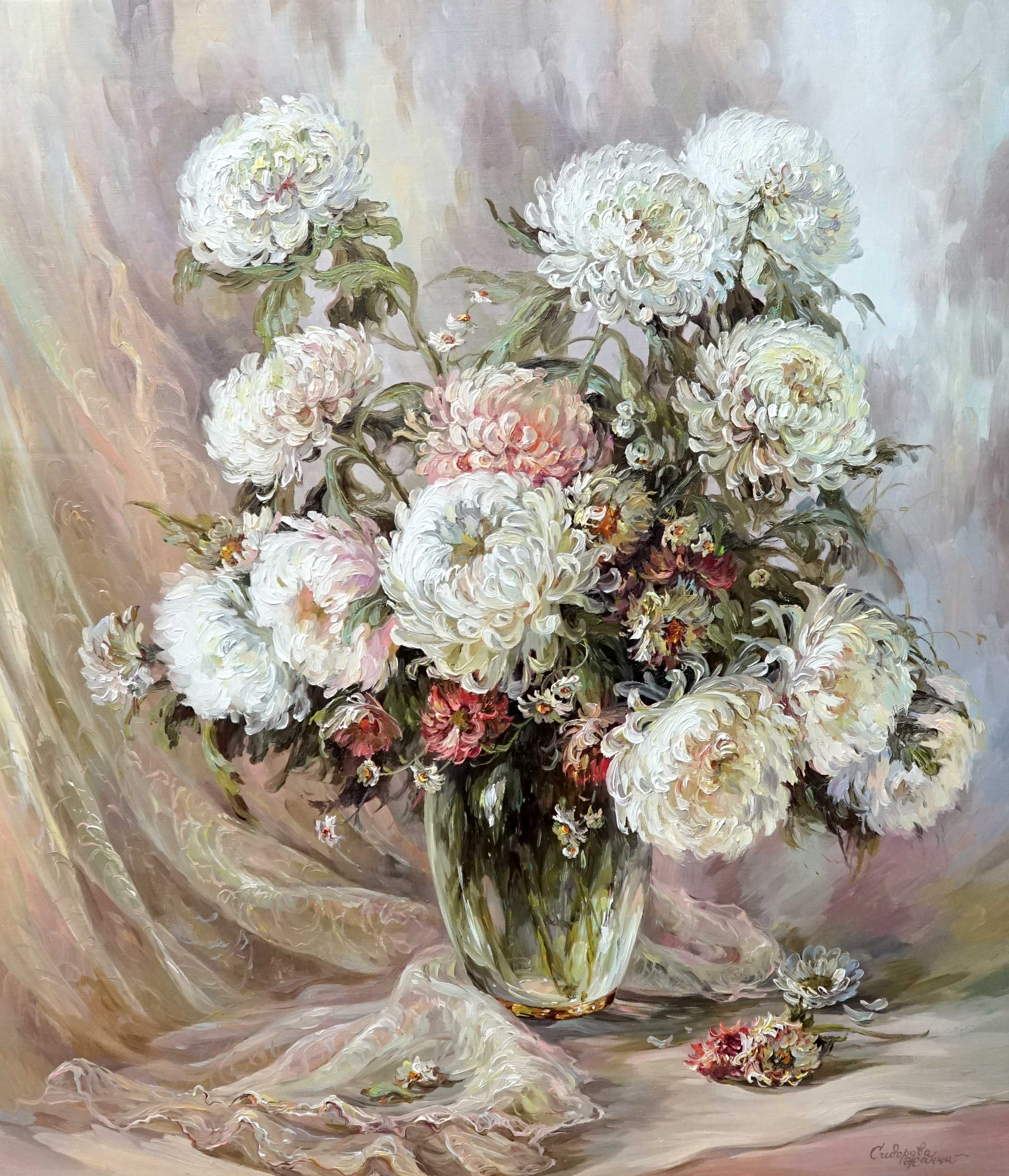Chrysanthemum, Zhanna Sidorova, Buy the painting Oil