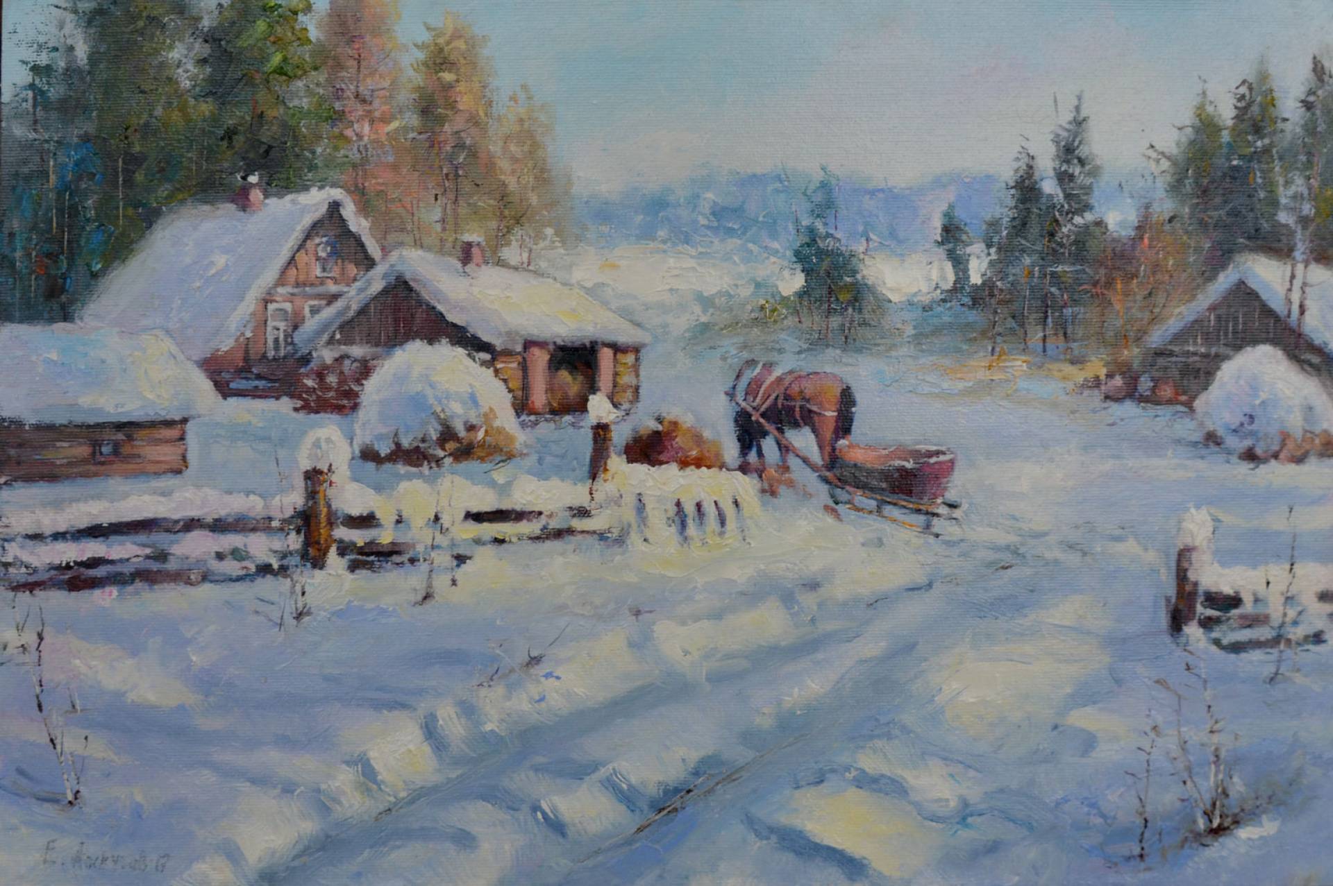 Winter, Peasant Is Triumphing - 1, Evgeny Loskutov, Buy the painting Oil