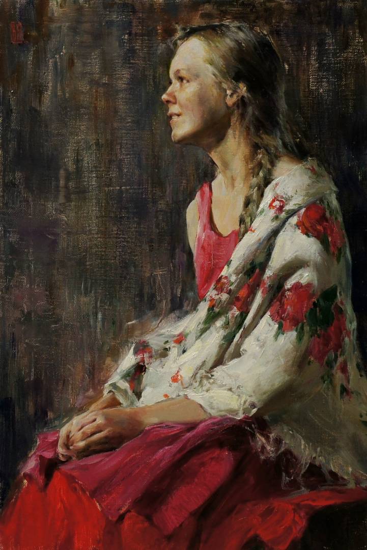 Girl with a handkerchief, Vladimir Kirillov, Buy the painting Oil