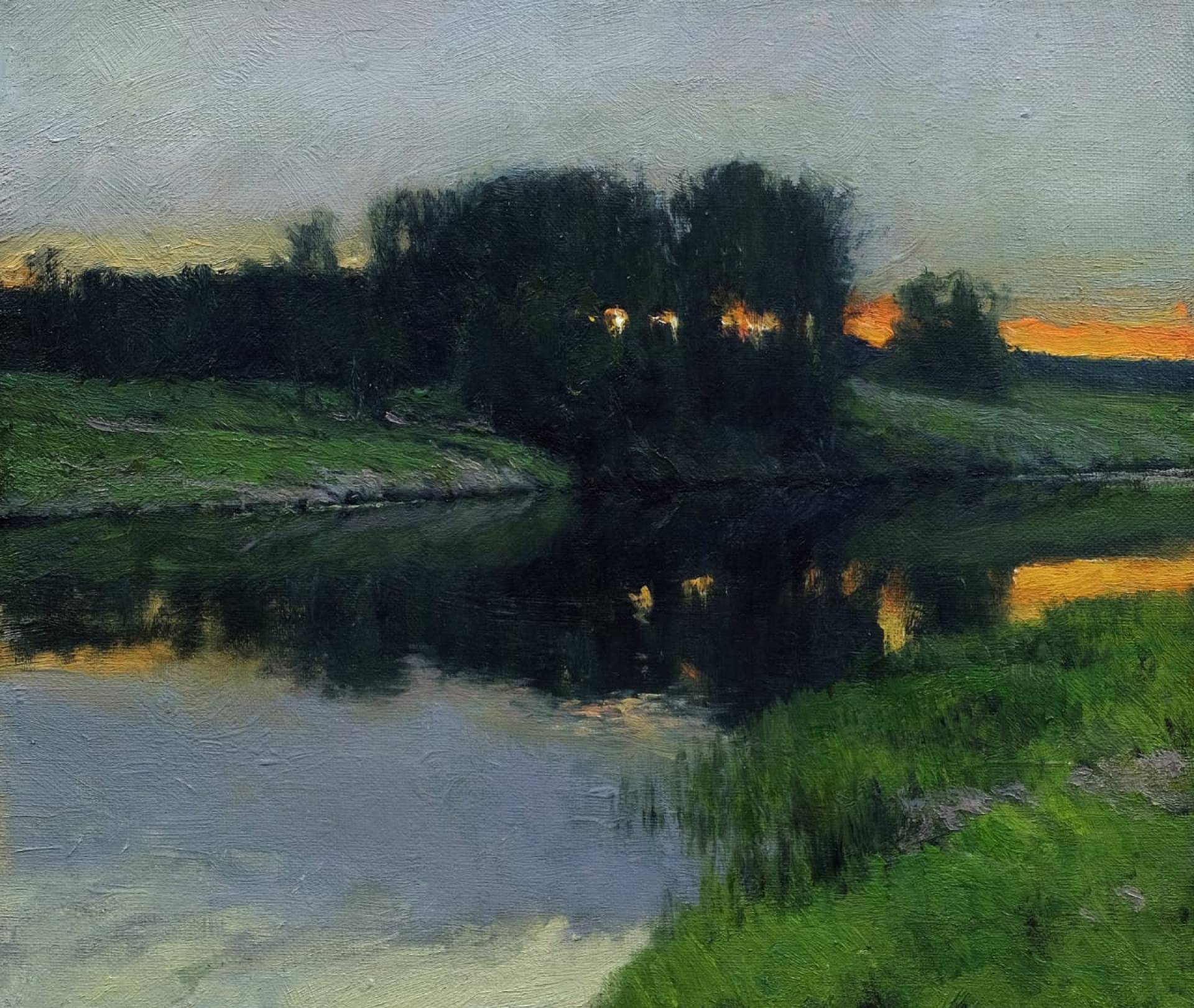 A warm evening on the river, Vladimir Kirillov, Buy the painting Oil