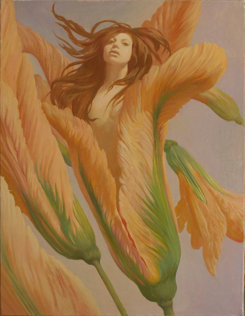 Girl in Orange Flower, Alexander Saidov, Buy the painting Oil