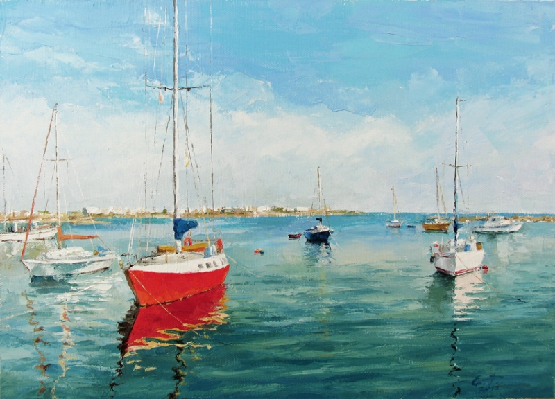 The Port Of Paphos, Evgeny Guselnikov, Buy the painting Oil