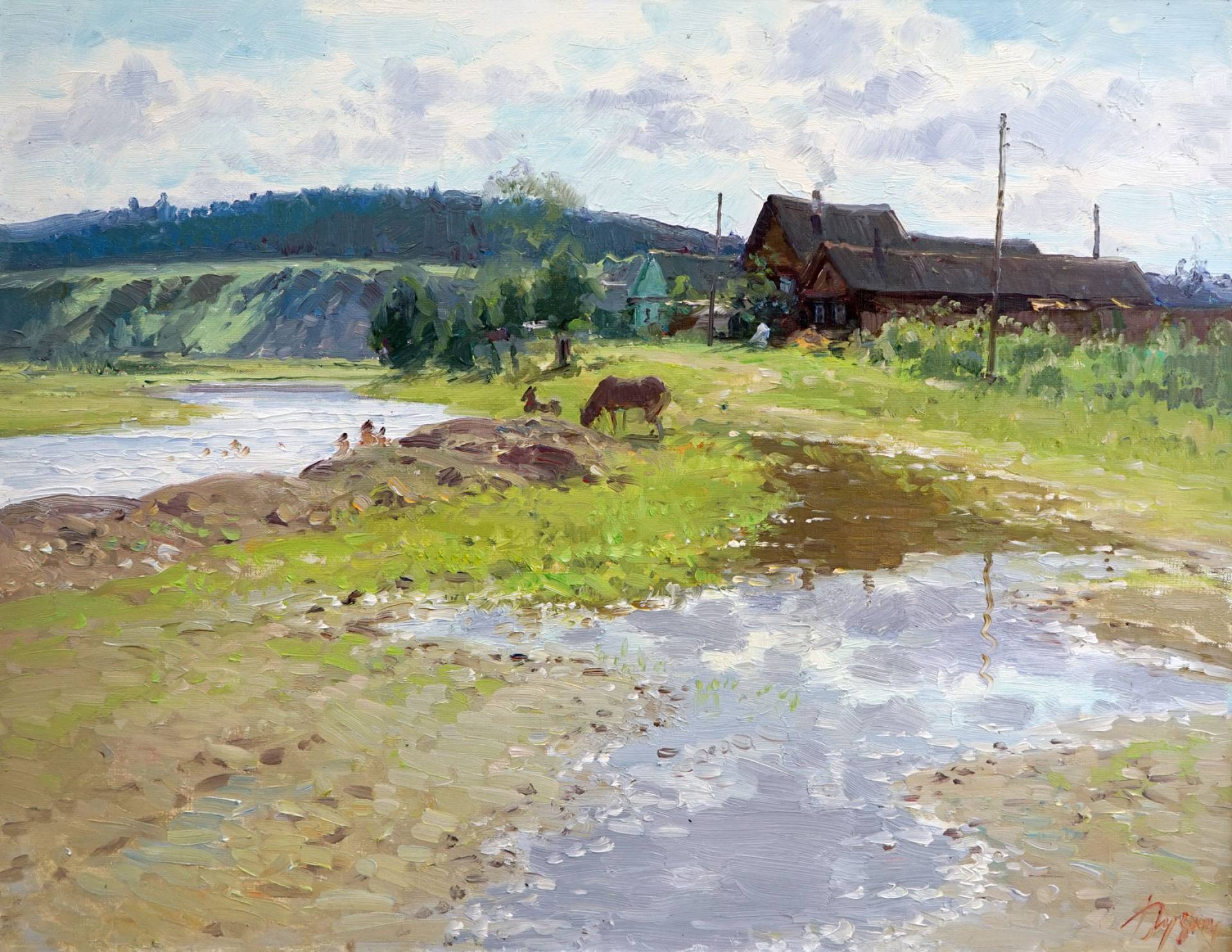 On the Serebryanka River, Rustem Khuzin, Buy the painting Oil