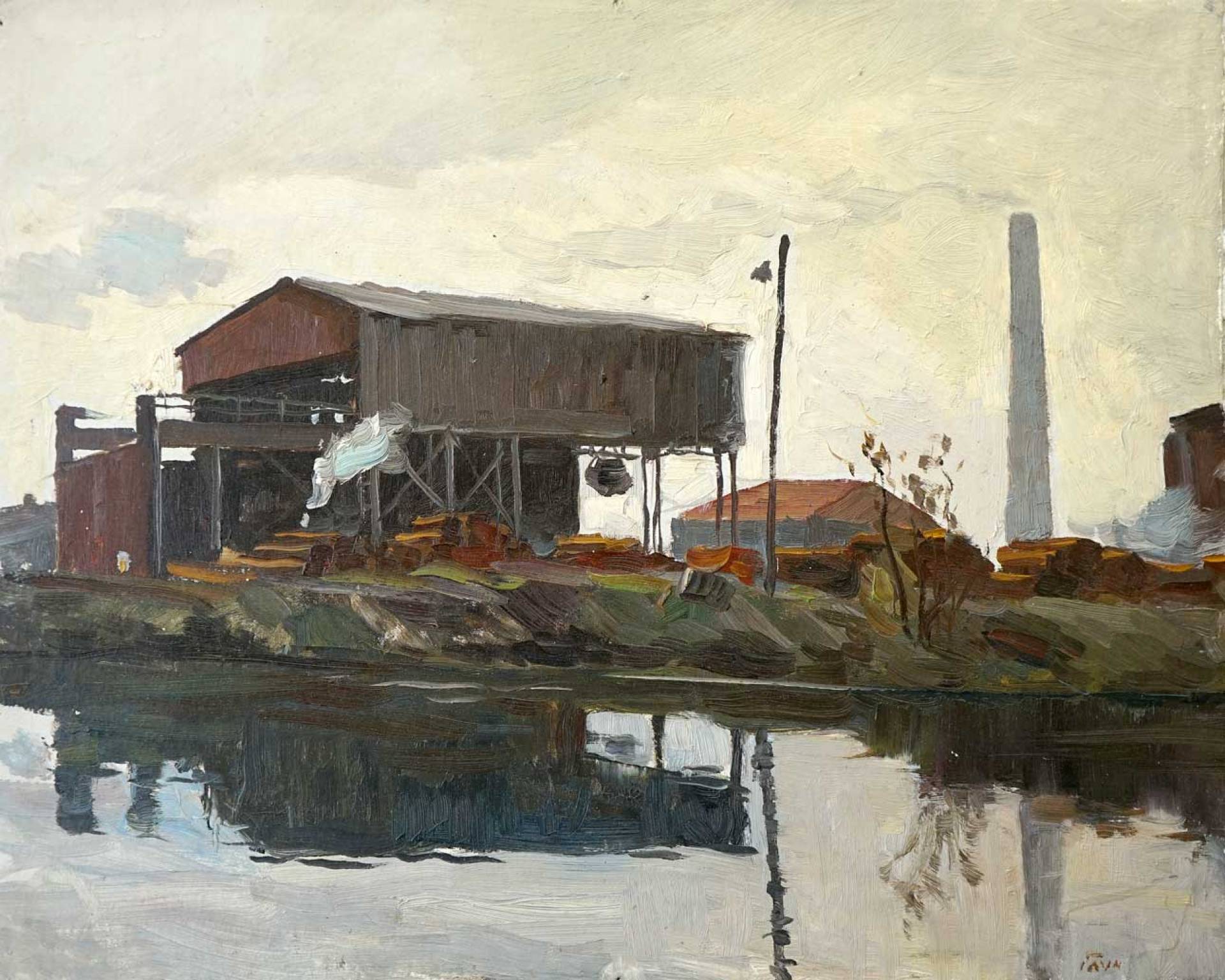 By the Factory Dam, Boris Glushkov, Buy the painting Oil