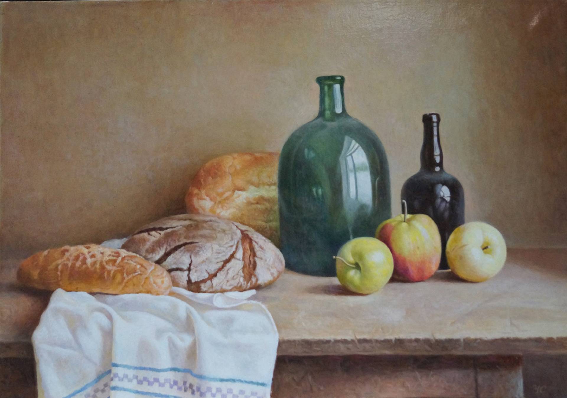 Apples and Bread - 1, Stanislav Chadov, Buy the painting Oil