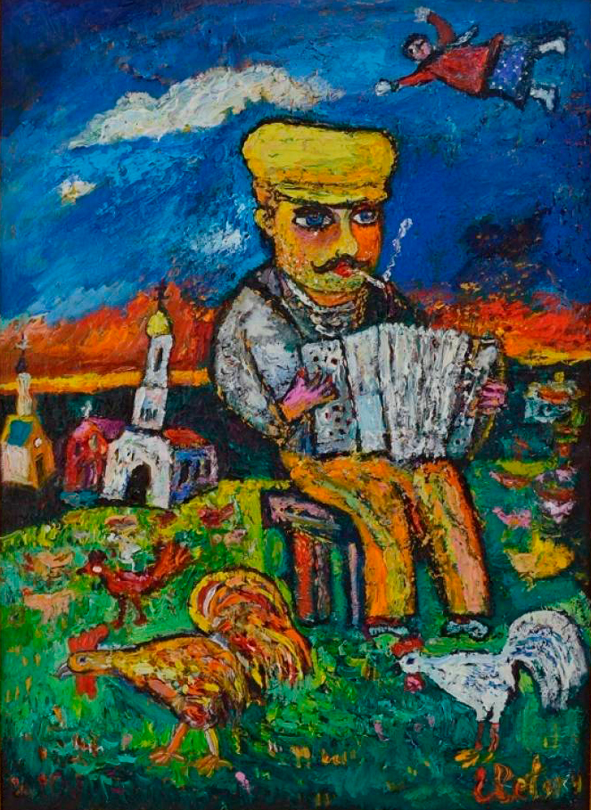 Village accordion player, Andrey Eletskiy , Buy the painting Oil