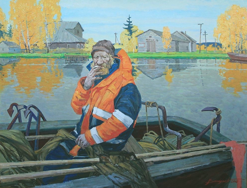 Ladoga fishermen, Dmitry Vasiliev, Buy the painting Oil