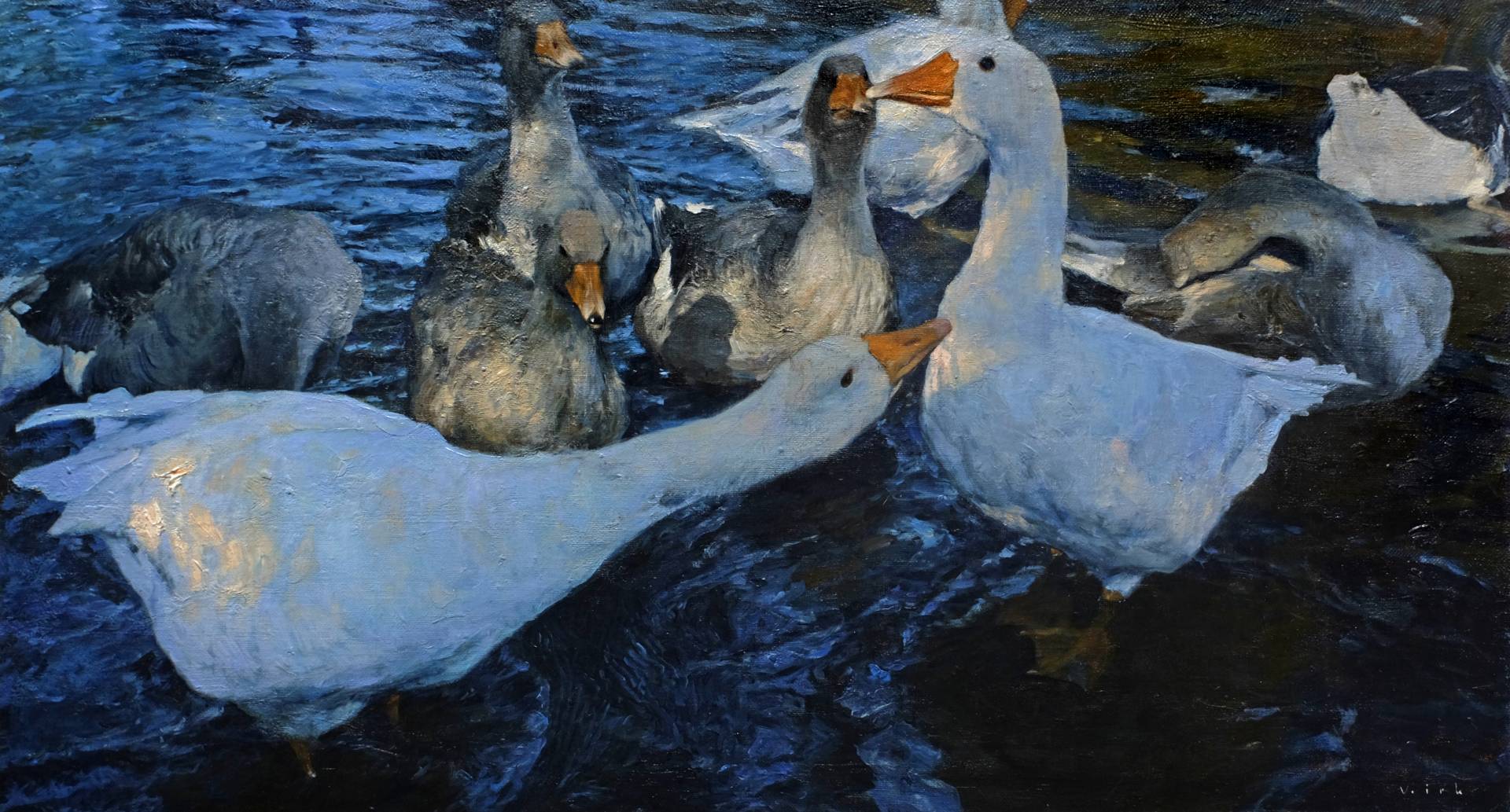 Geese - 1, Vladimir Kirillov, Buy the painting Oil