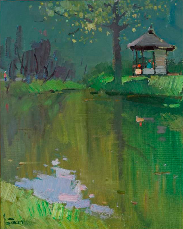 Gazebo in the Japanese garden - 1, Vyacheslav Korolenkov, Buy the painting Oil