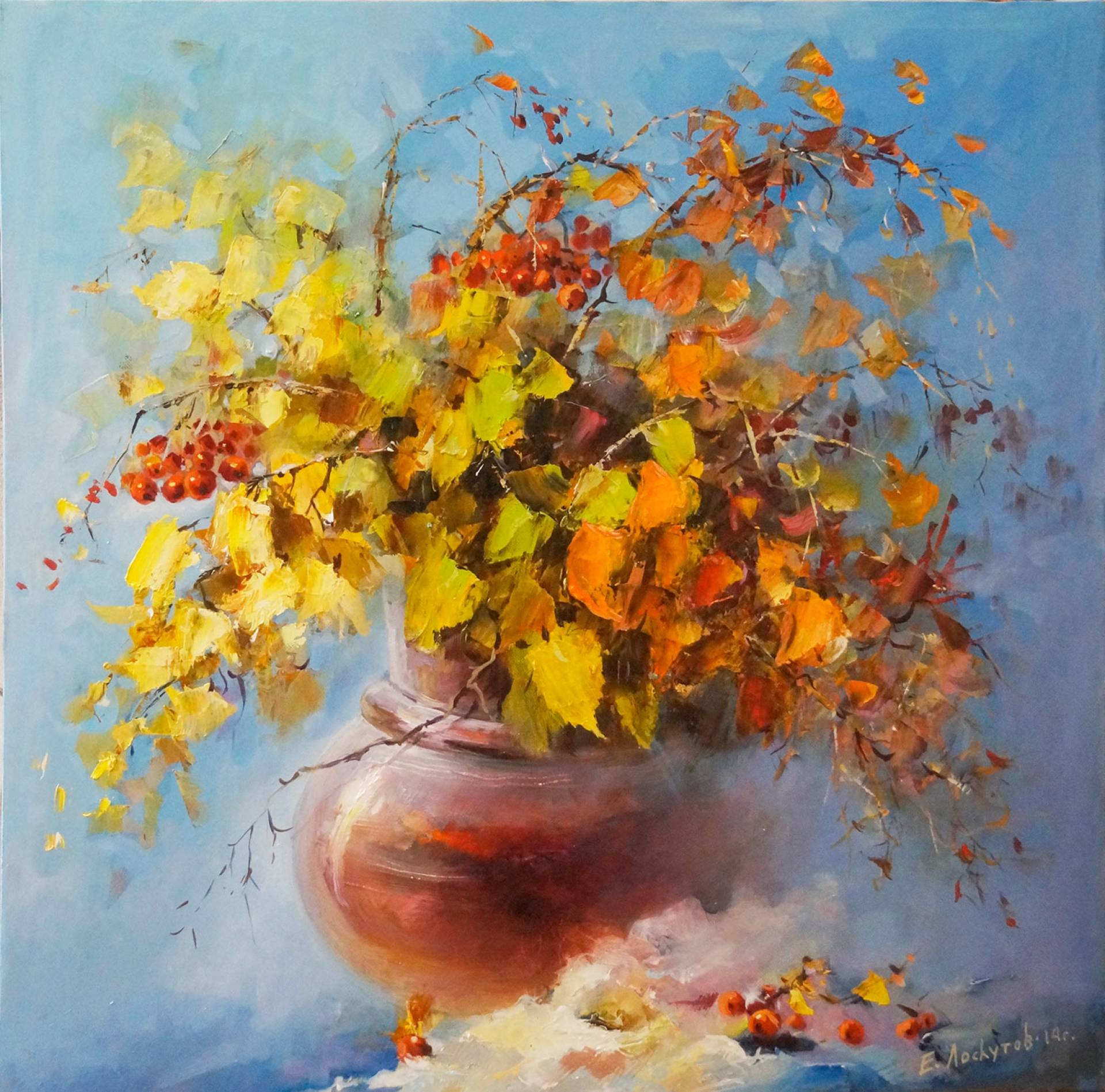 Bouquet with Rowan, Evgeny Loskutov, Buy the painting Oil