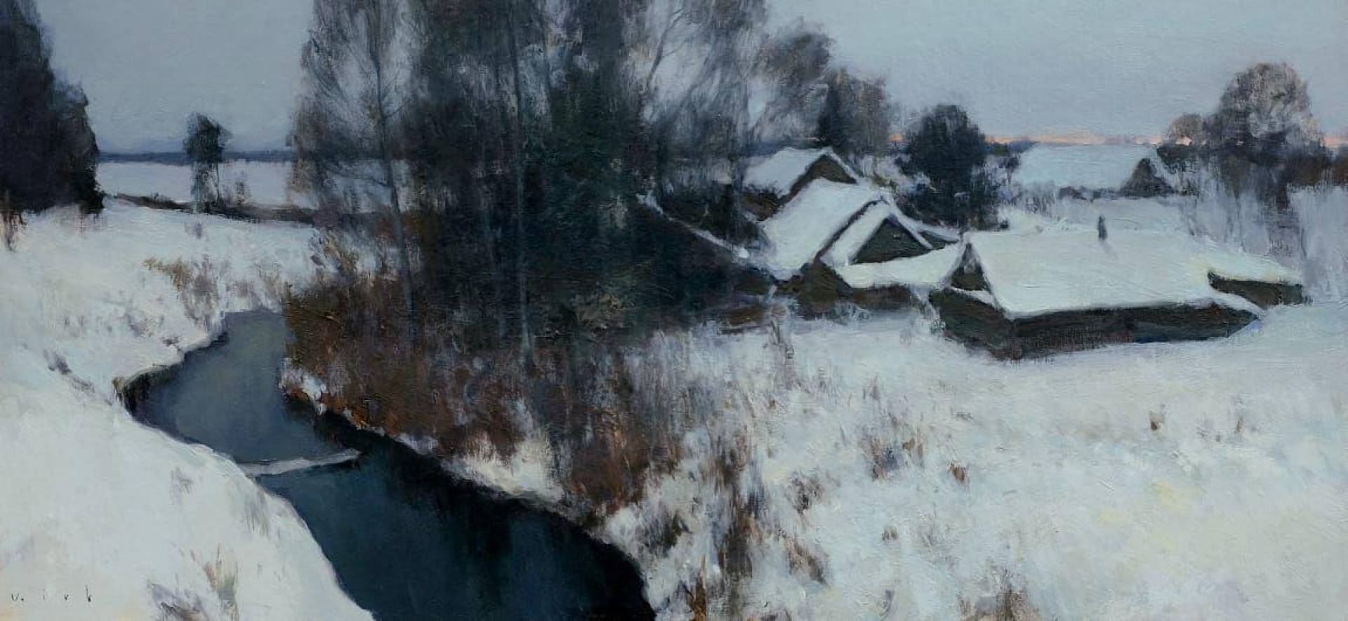 Winter village. Sketch - 1, Vladimir Kirillov, Buy the painting Oil