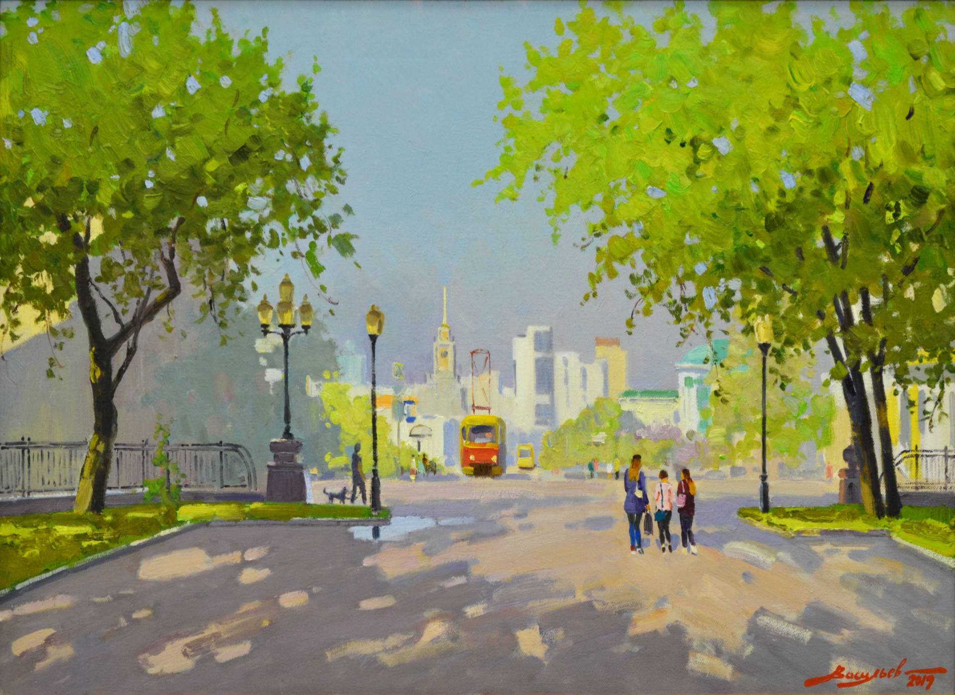 Morning tram, Dmitry Vasiliev, Buy the painting Oil