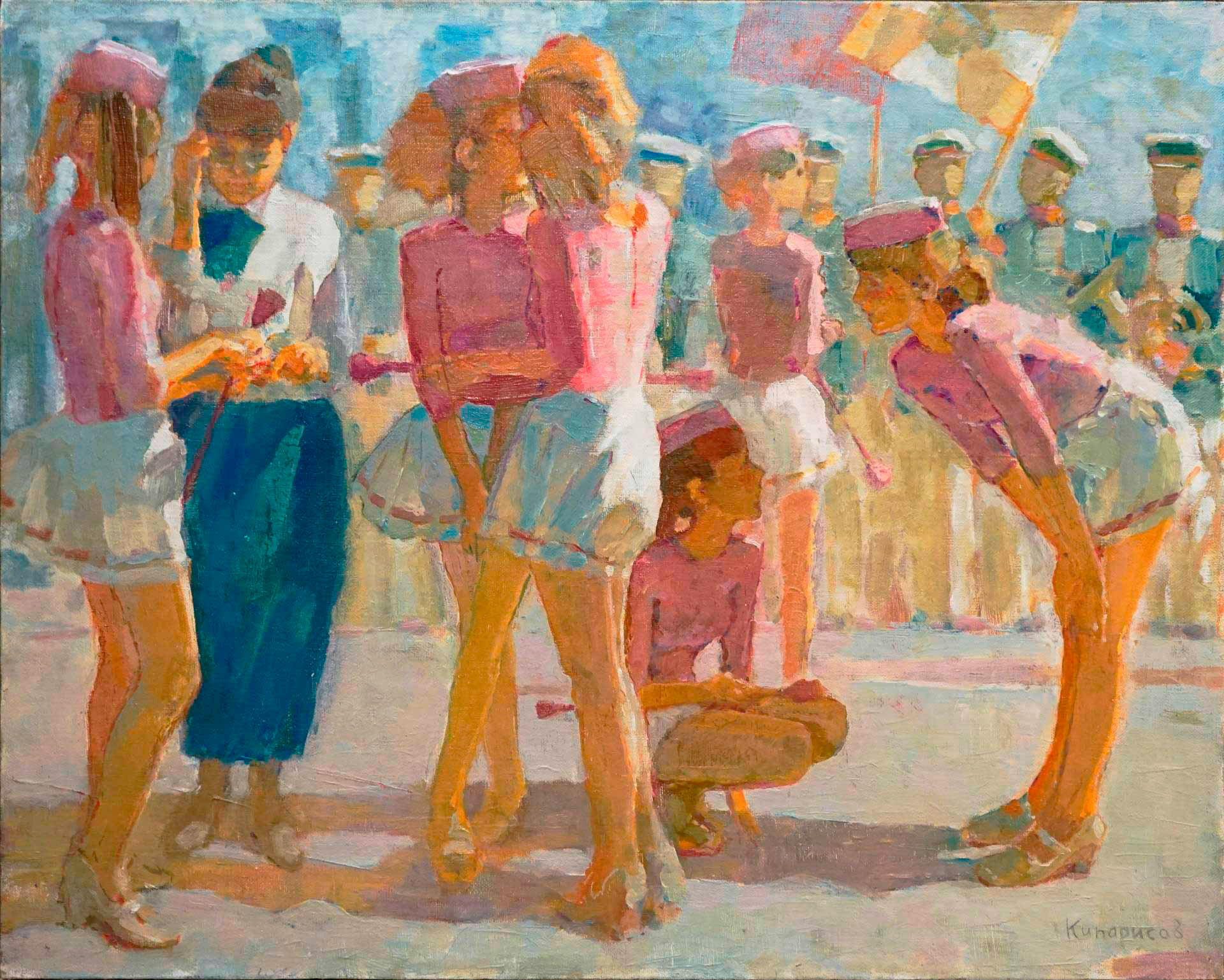 Majorettes and Military Musicians - 1, Leonid Kiparisov, Buy the painting Oil