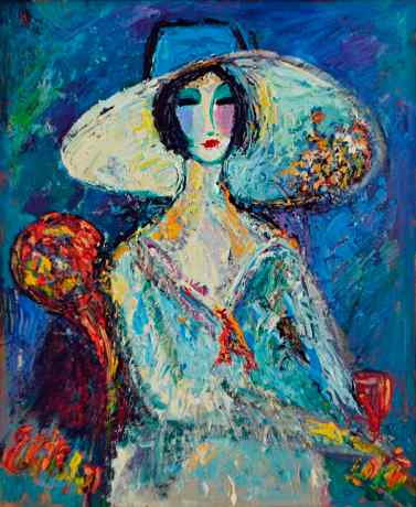 Lady in blue hat