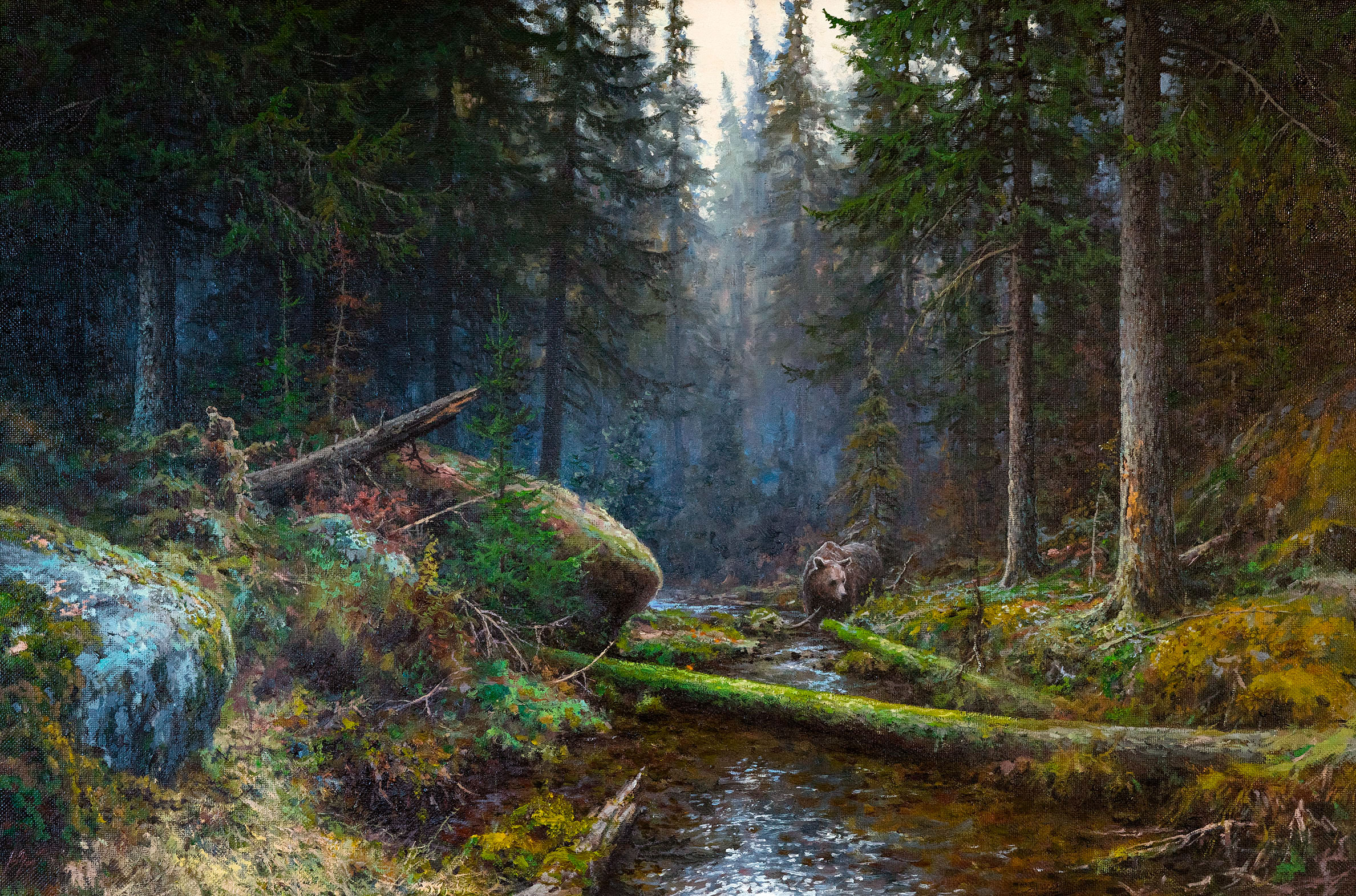 A stream in the taiga - 1, Vadim Zainullin, Buy the painting Oil