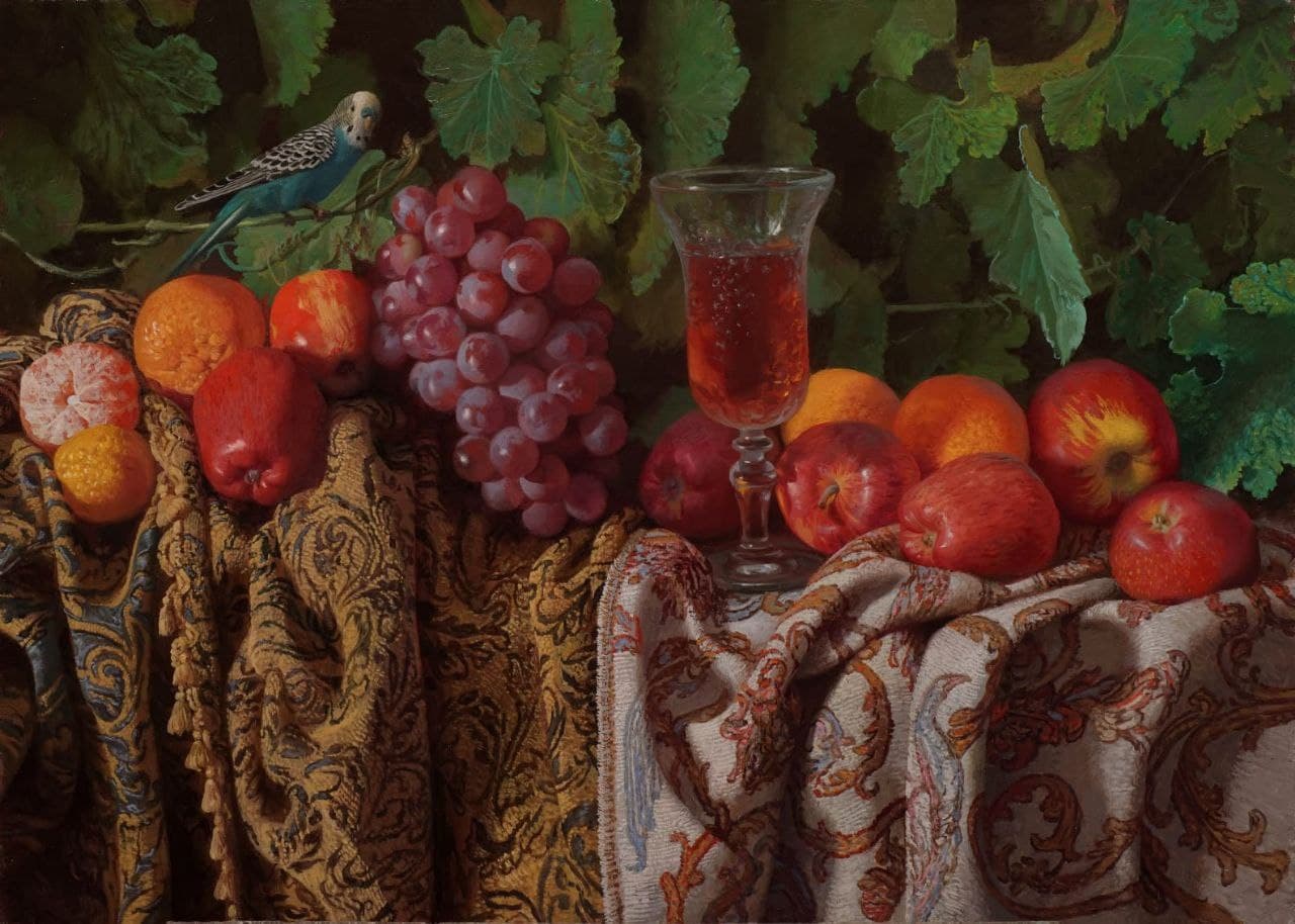 Still Life With a Parrot, Alexander Saidov, Buy the painting Oil