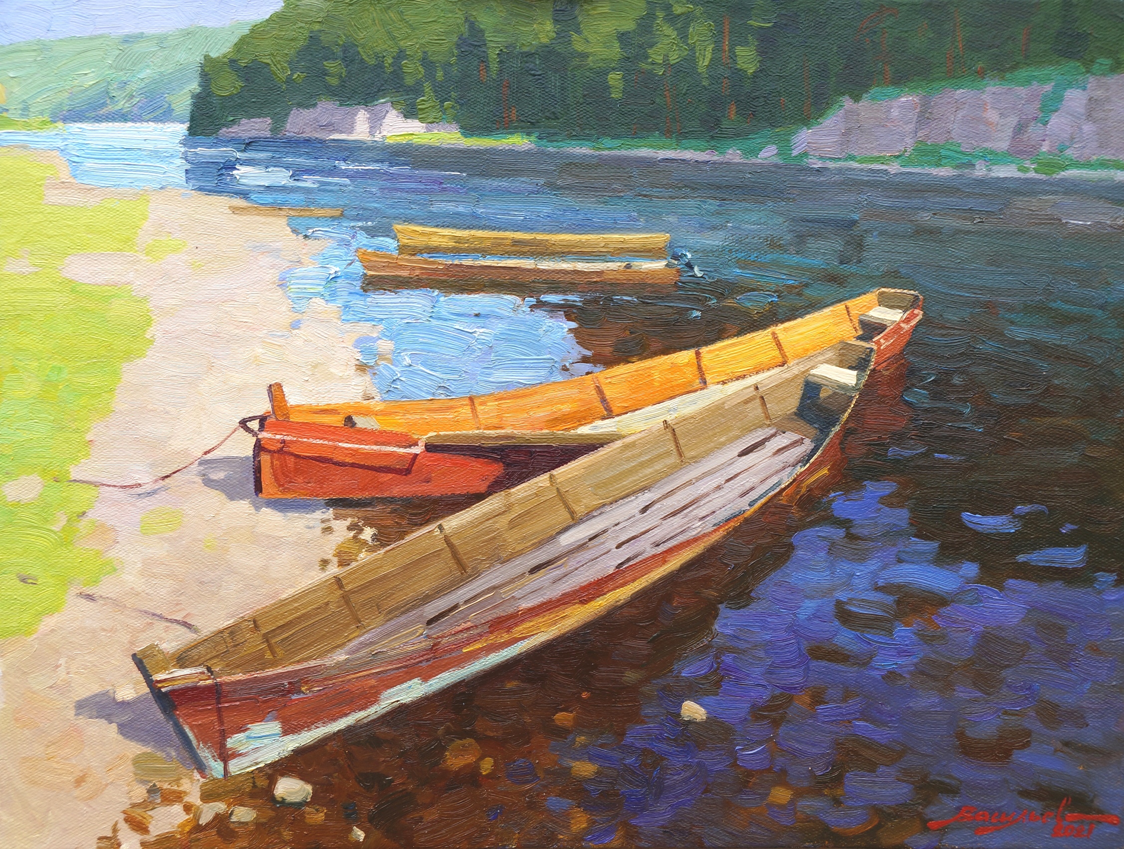 The Boats on Chusovaya - 1, Dmitry Vasiliev, Buy the painting Oil
