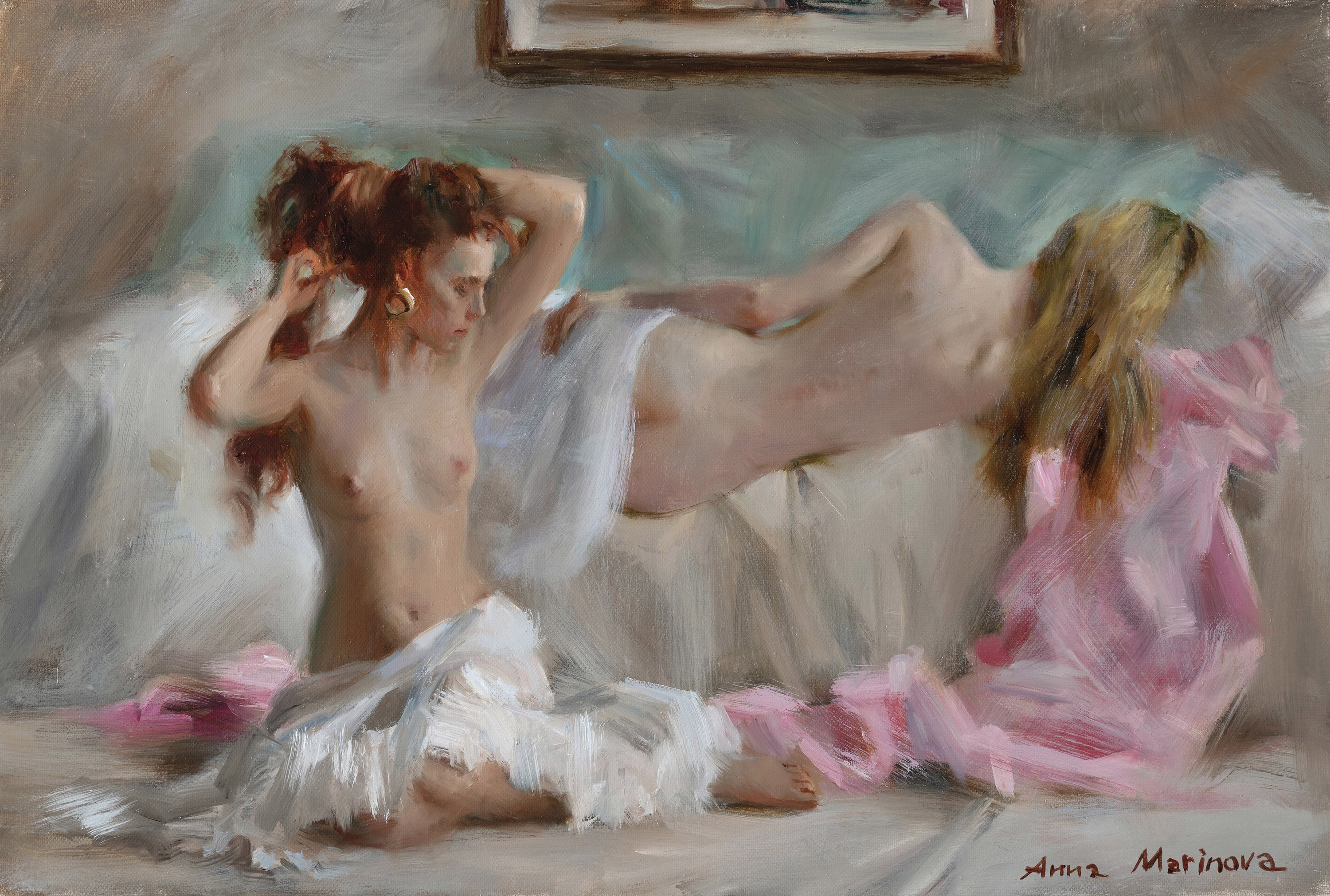 The Morning Silence (Two Girls) - 1, Anna Marinova, Buy the painting Oil