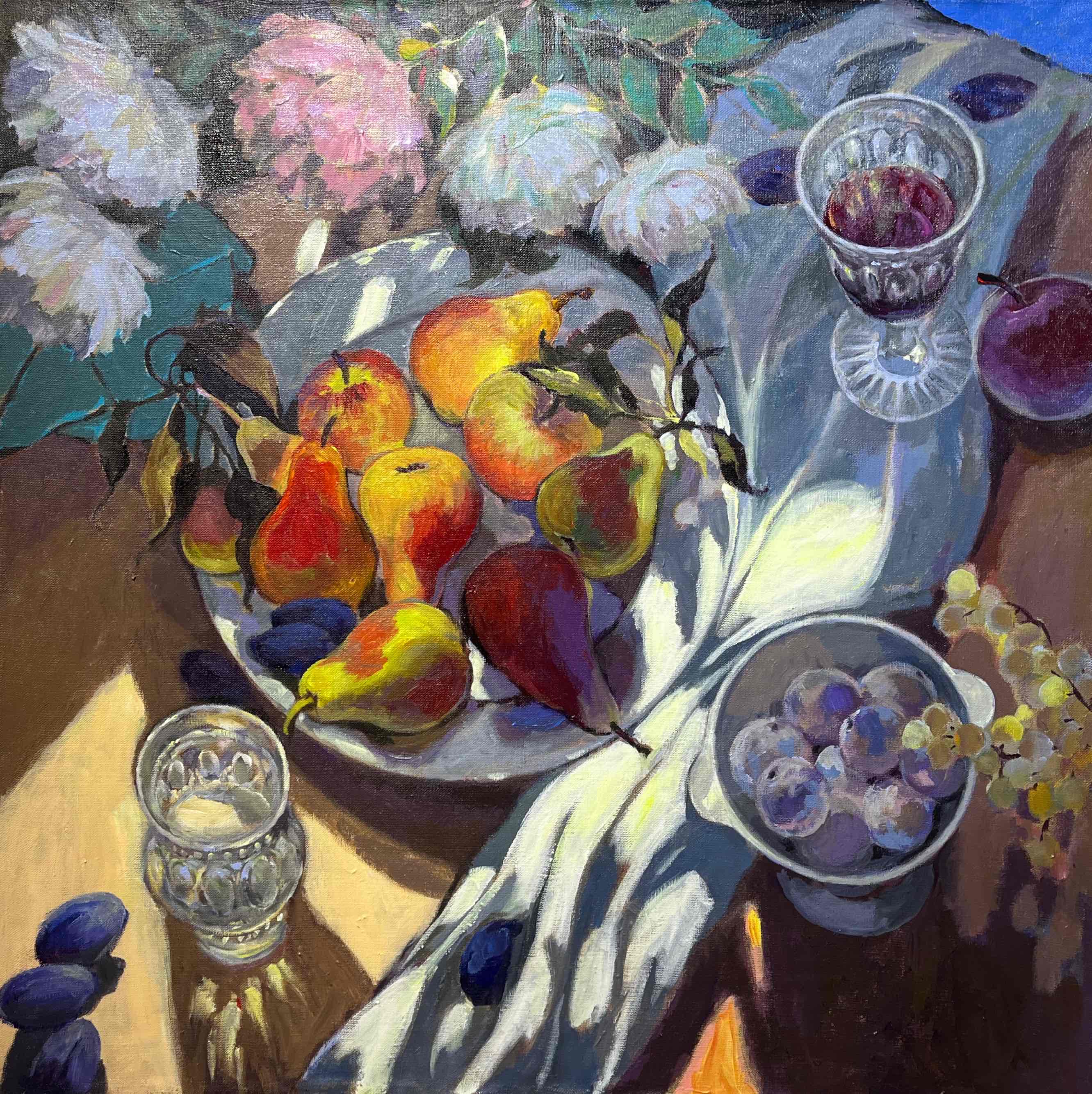Wine, flowers and fruits - 1, Anatoly Kakalov , Buy the painting Acrylic